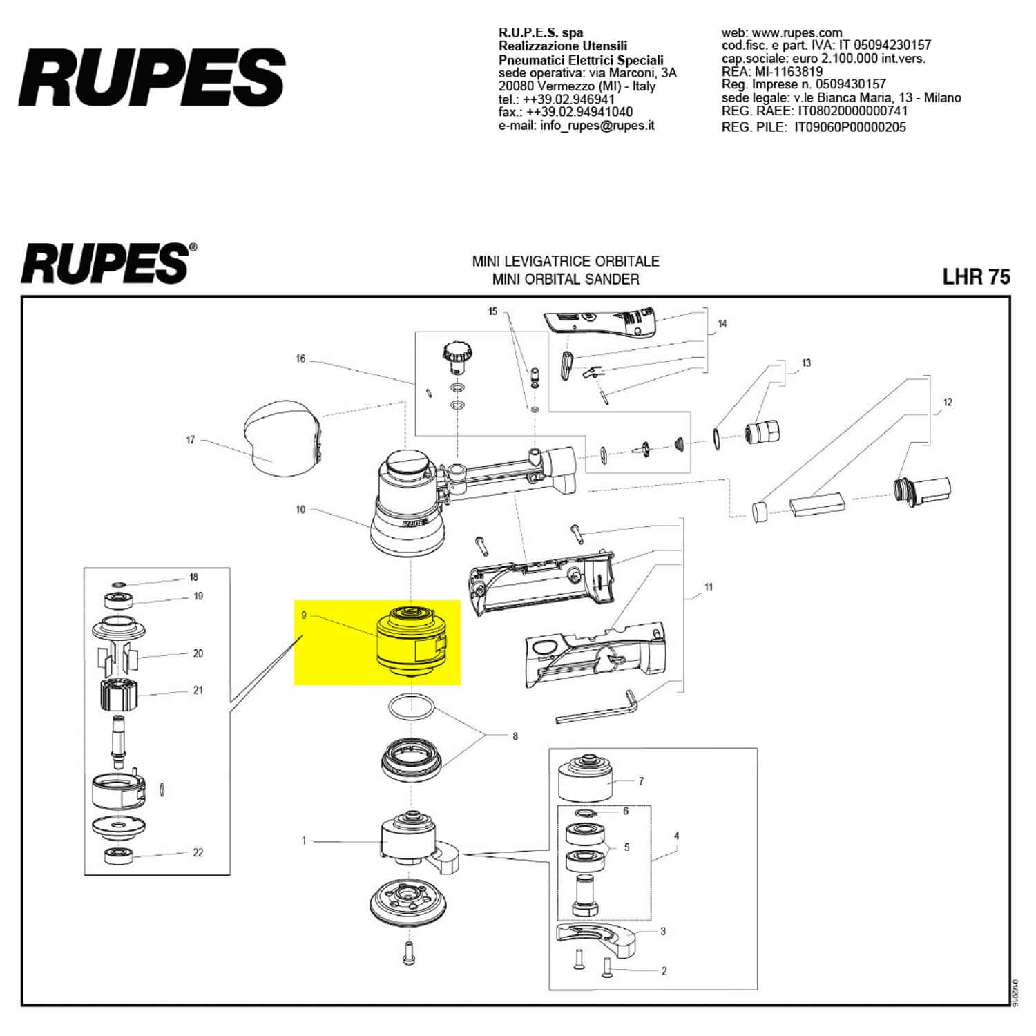 rupes air motor assembly parts guide