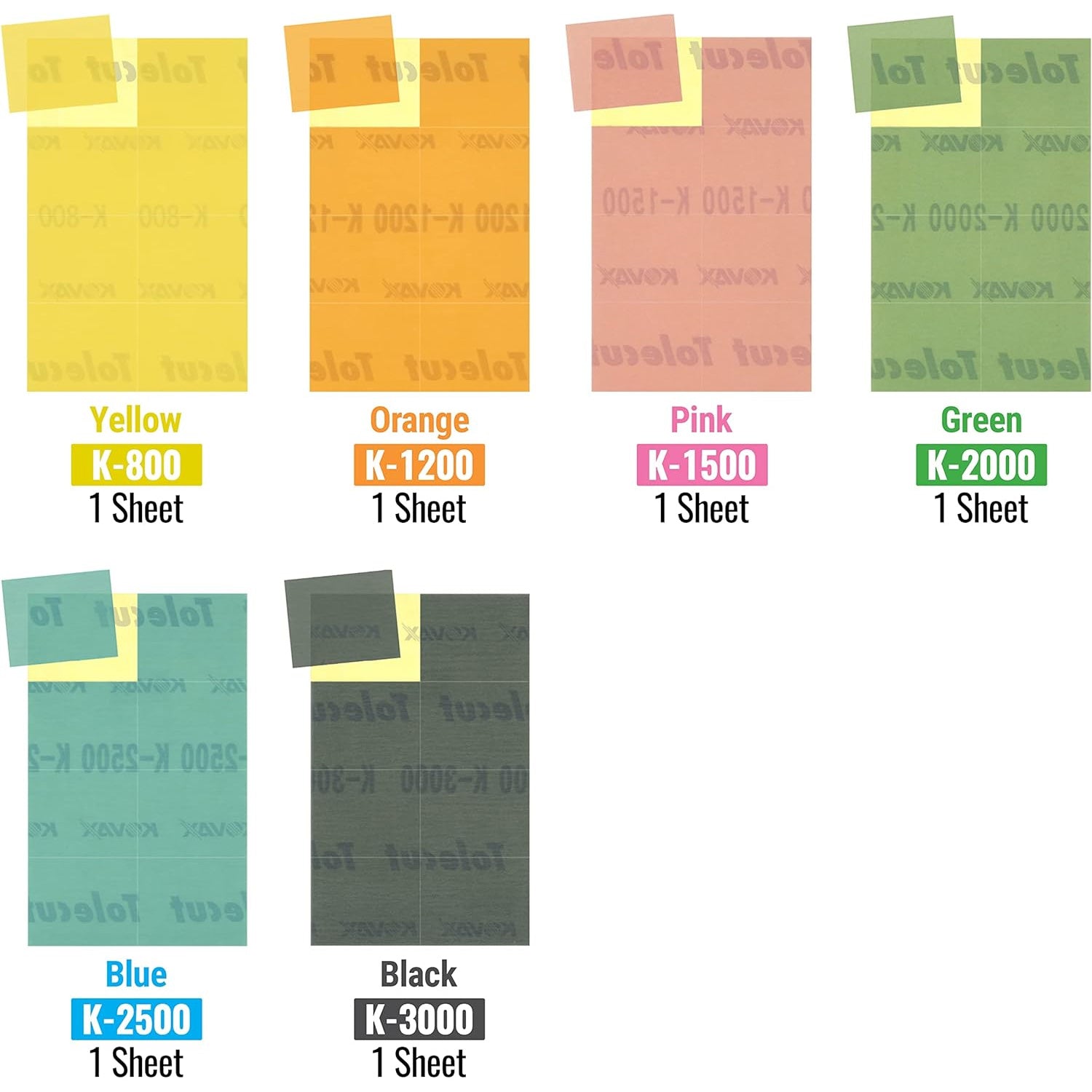 Variety sanding grit sheets