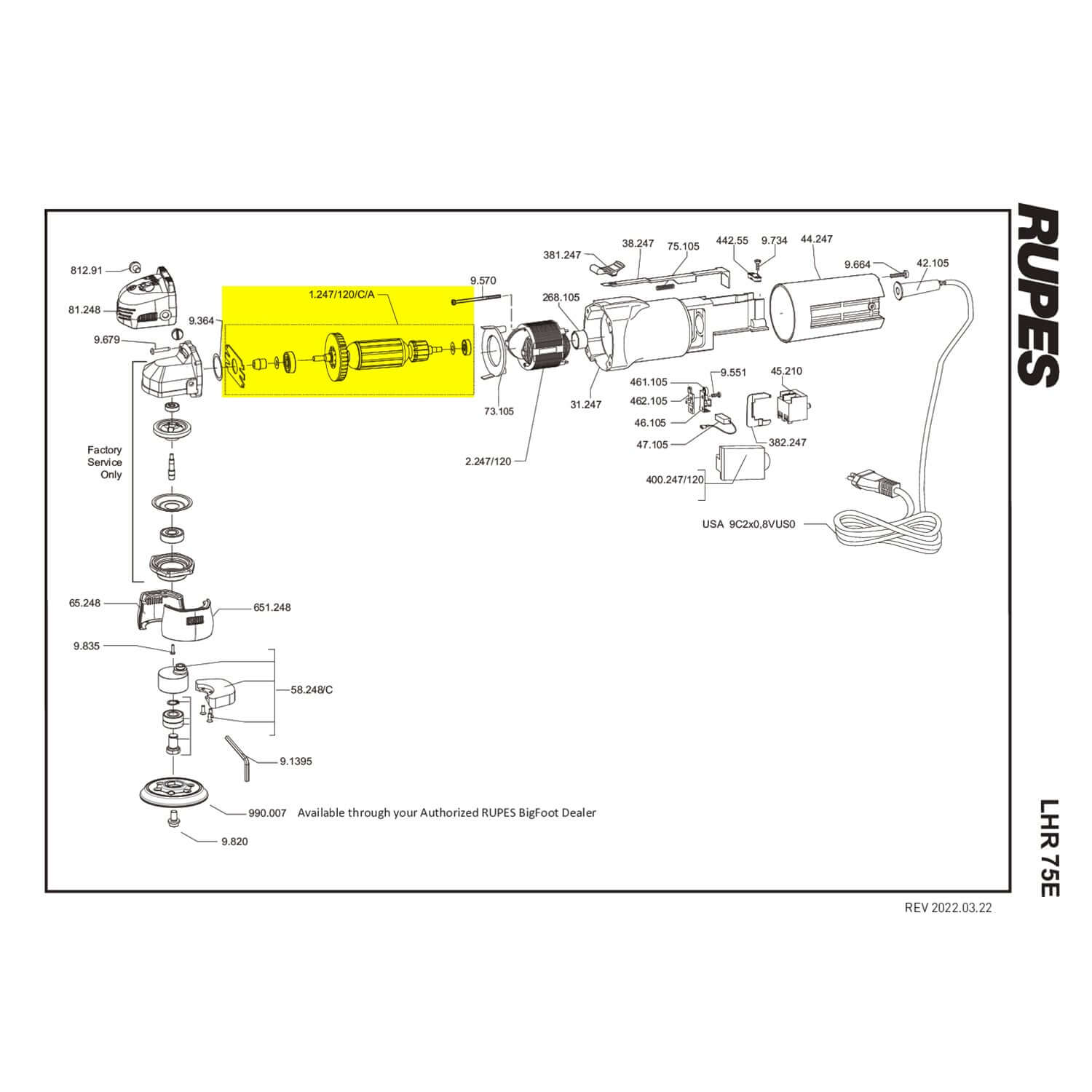 rotor assembly for lhr75e parts guide