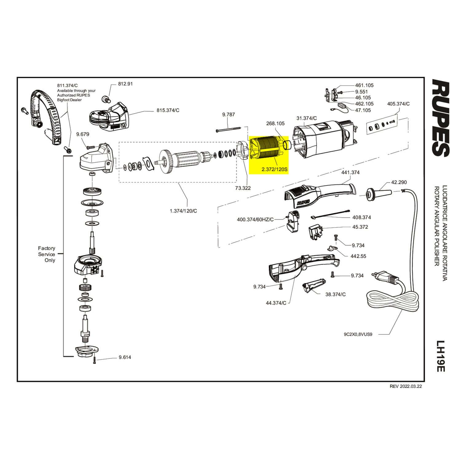 lh19e polisher stator field parts guide