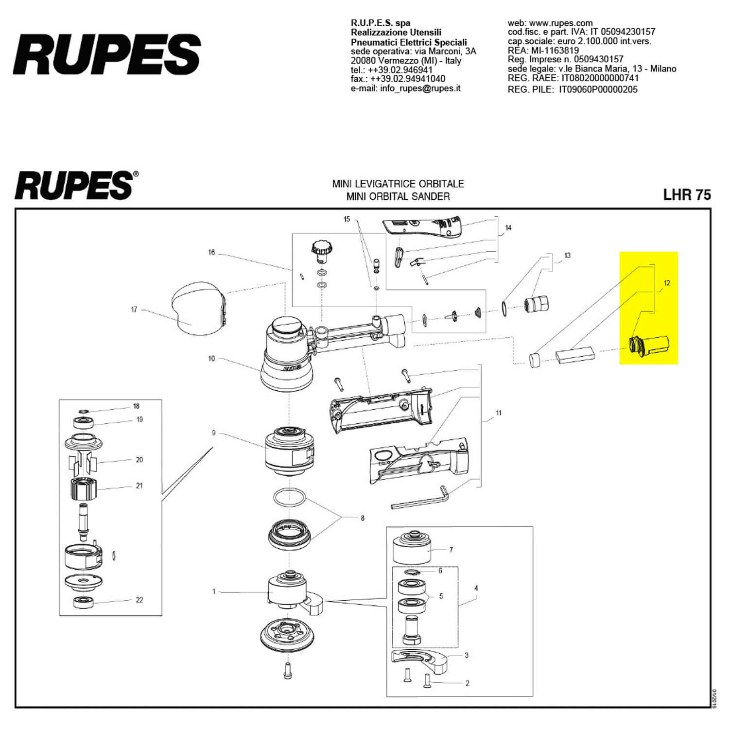 rupes air exhaust assembly parts guide