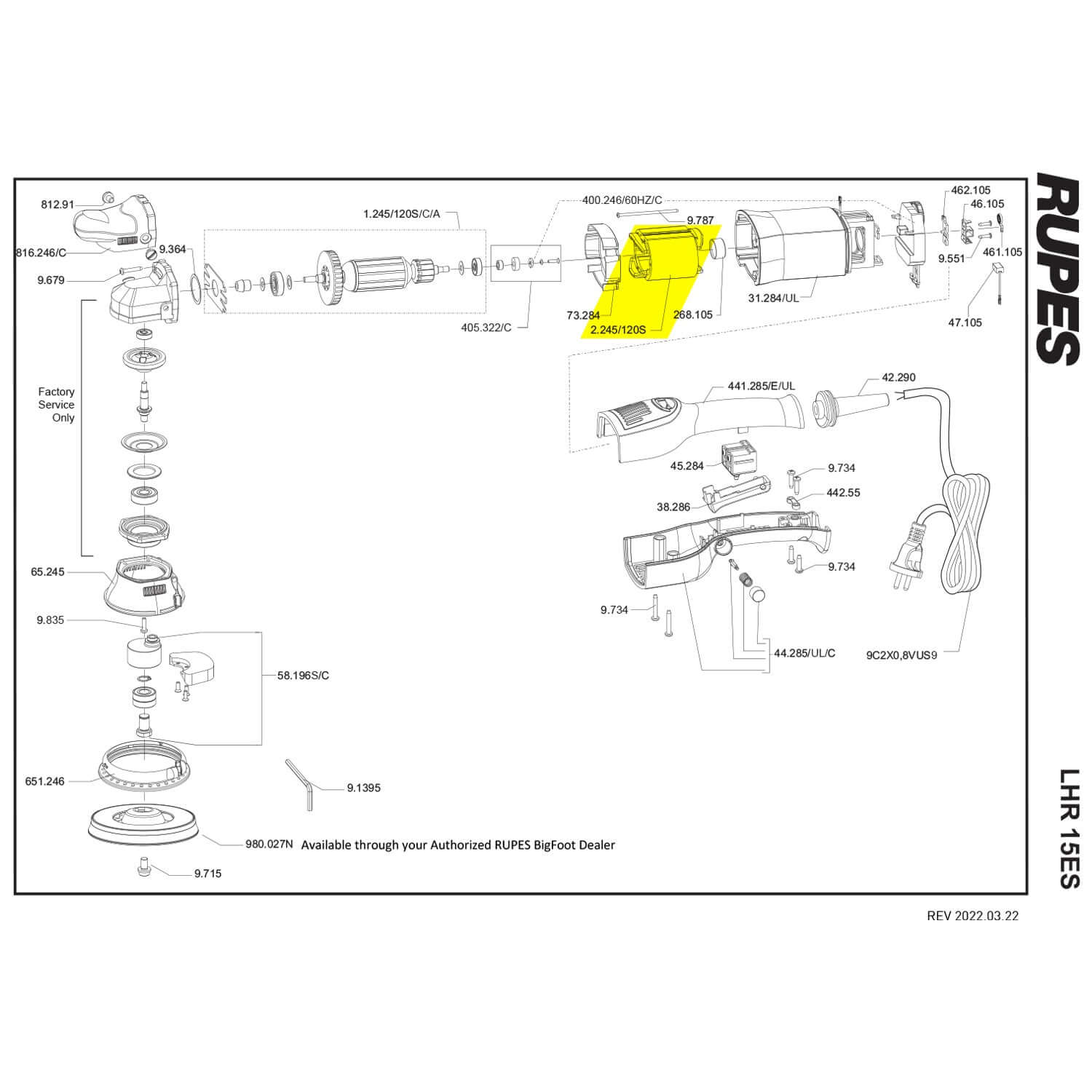 Rupes stator field for lhr15es part guide