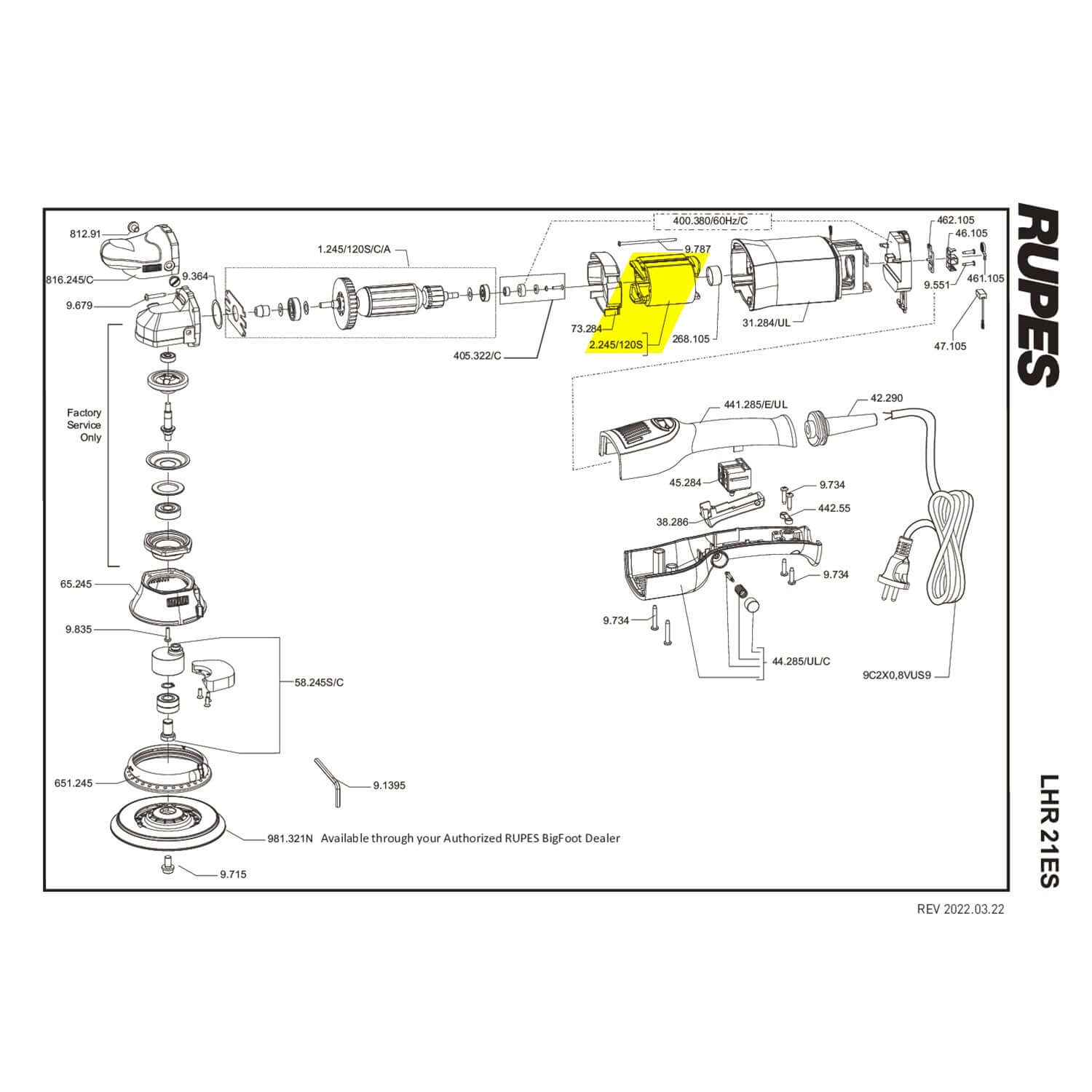 Rupes stator field for lhr21es part guide