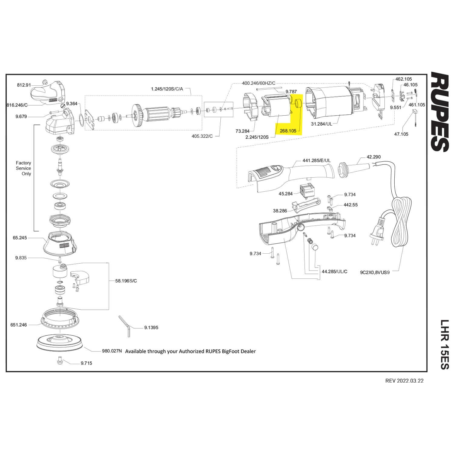 rupes lhr15es bearing cap parts guide