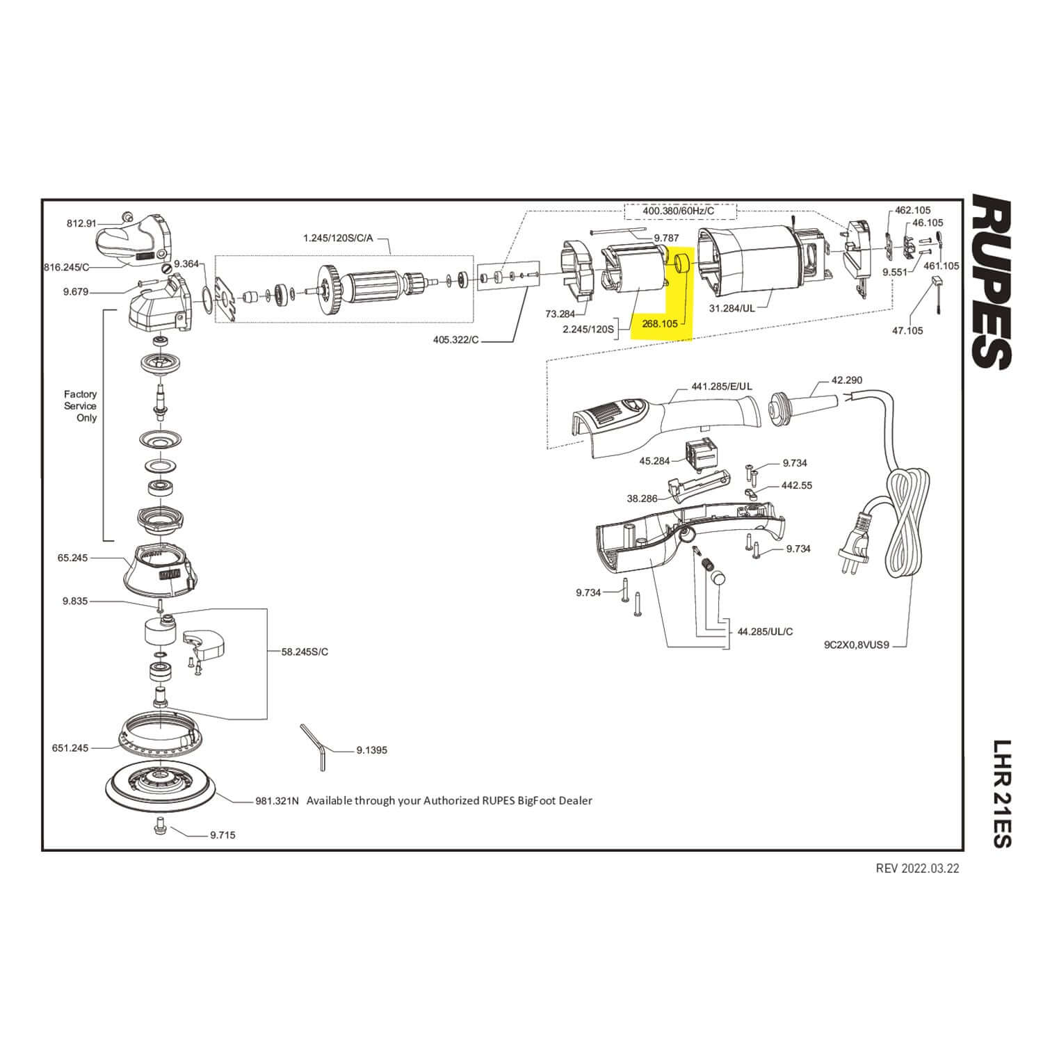 rupes lhr21ES bearing cap parts guide
