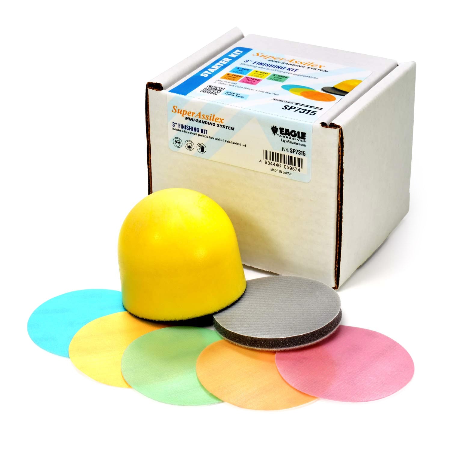 Super assilex 3 inch finishing discs with box on a white background