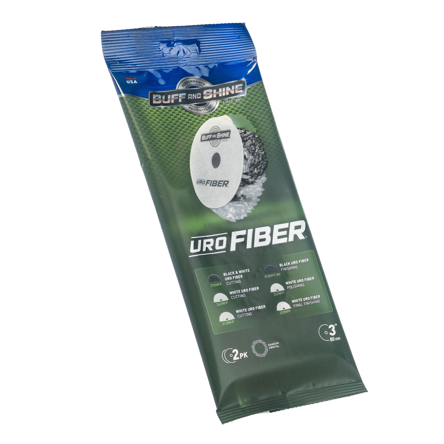 urofiber 3 inch buffing pads packaging on a white background