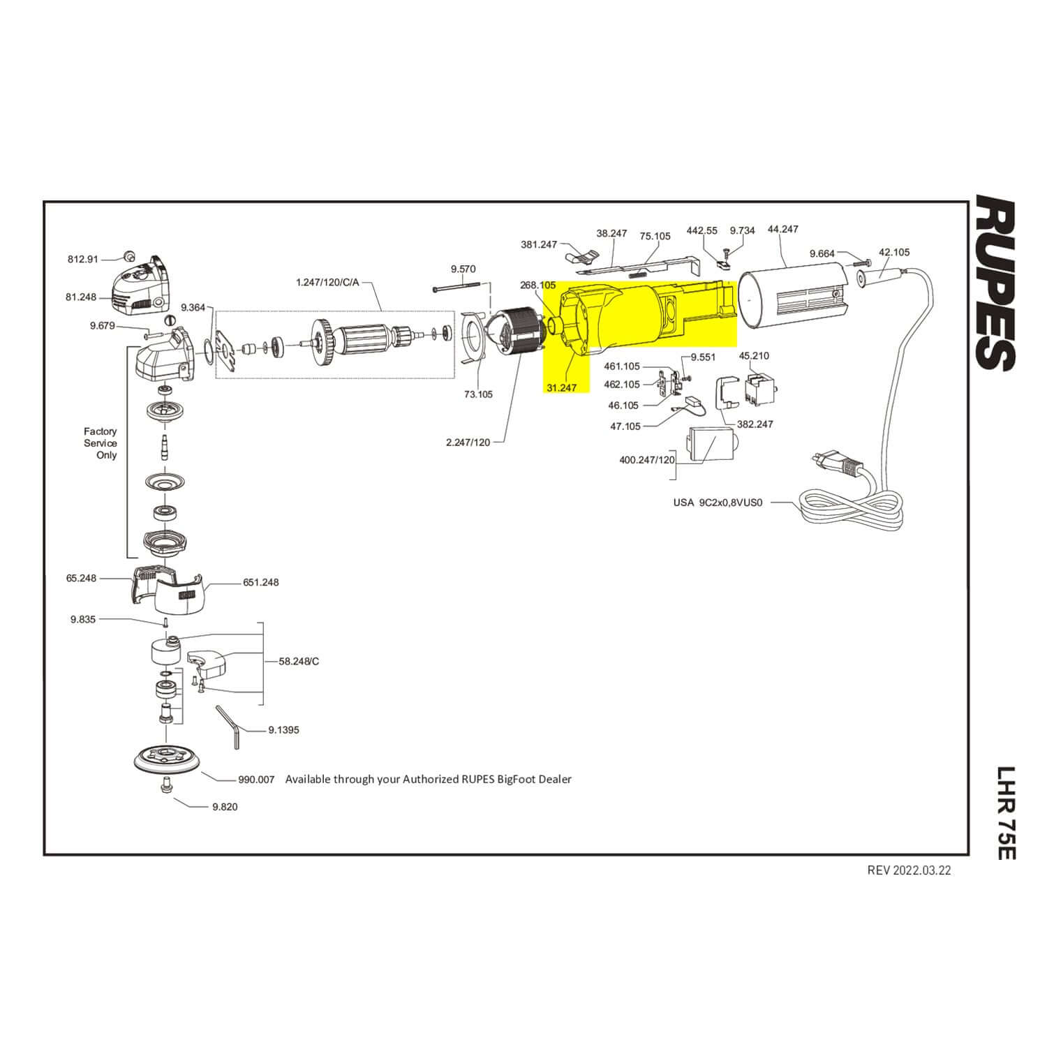 LHR75E motor housing parts guide