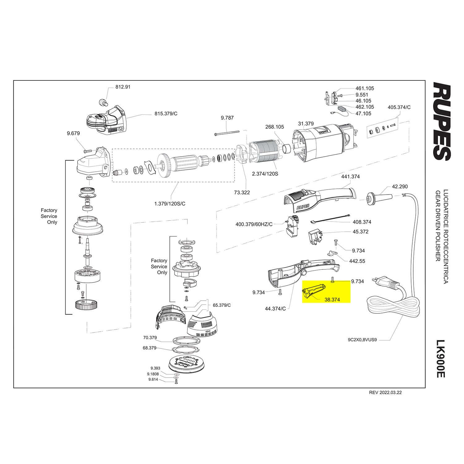 rupes trigger switch button parts guide for lk900E
