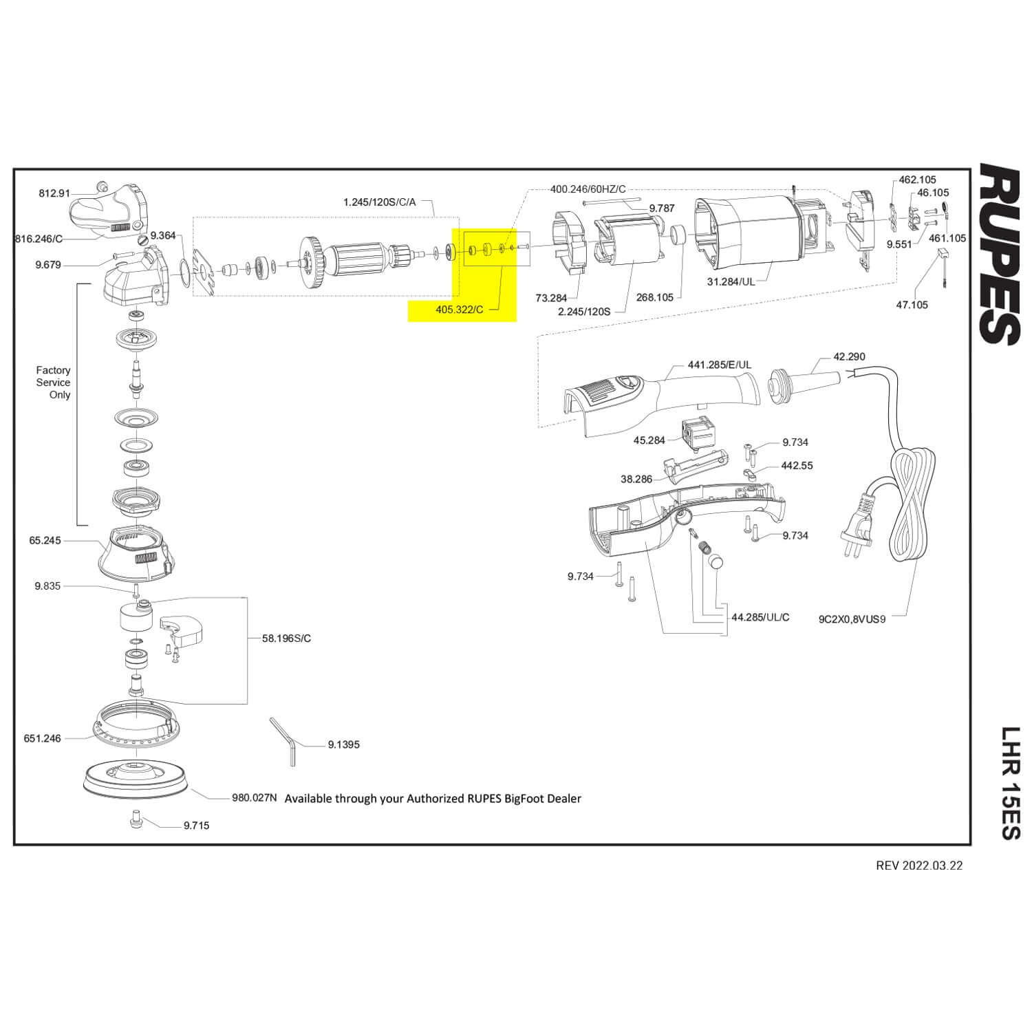 Rupes lhr15 ES magnet assembly Part guide