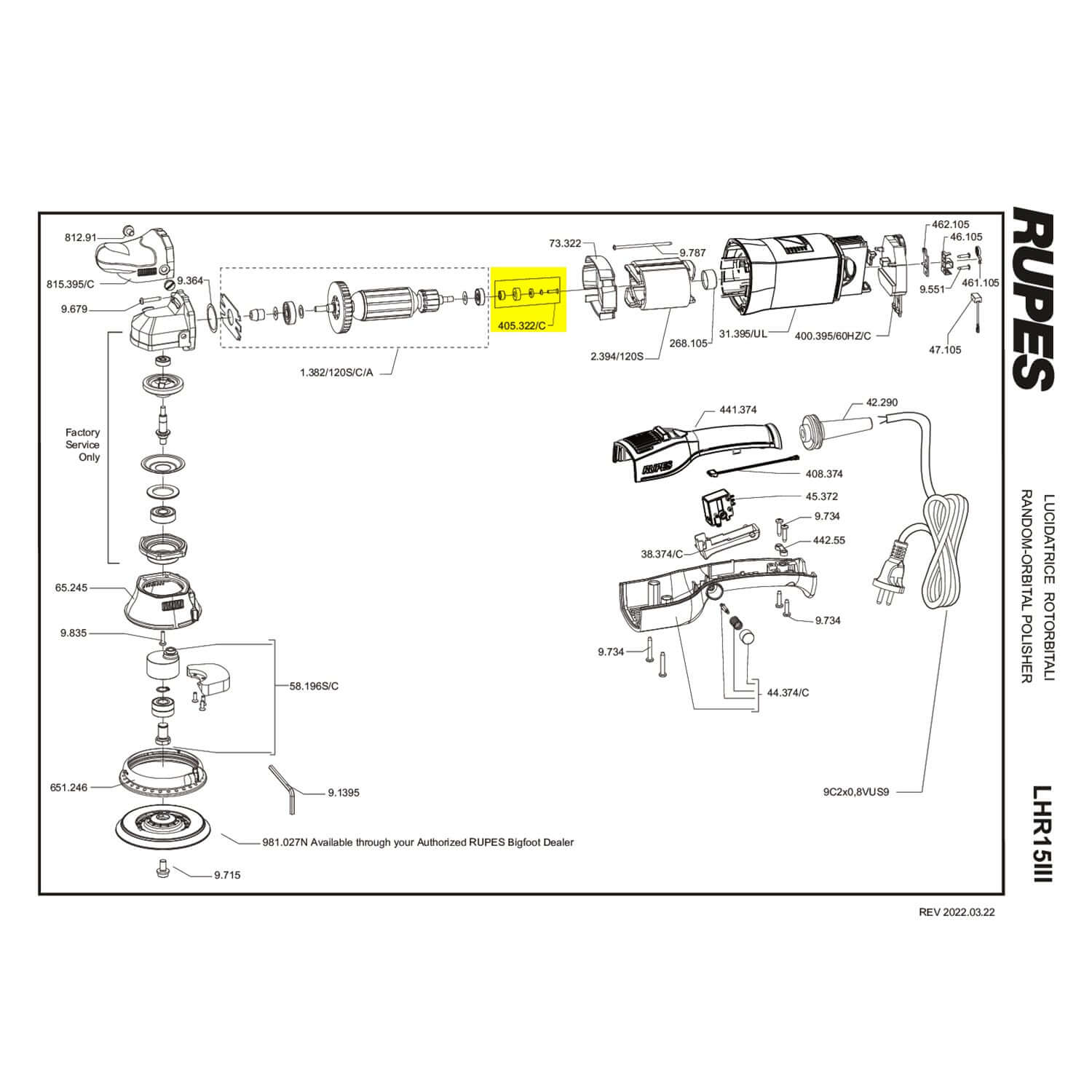Rupes lhr15 III magnet assembly part guide