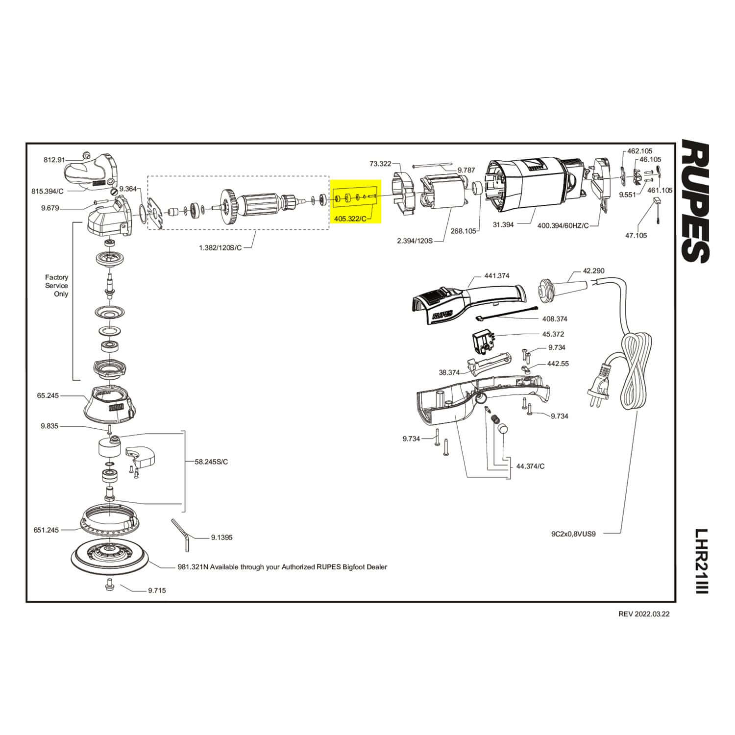 Rupes lhr21 III magnet assembly part guide