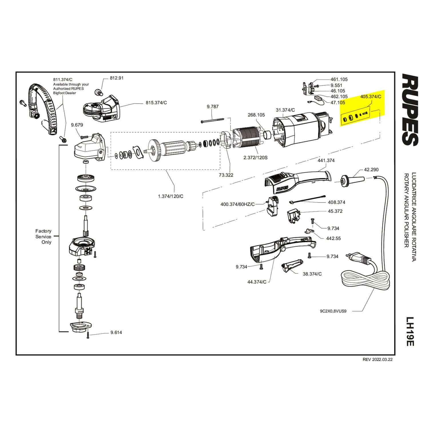 rupes LH19E complete magnet assembly