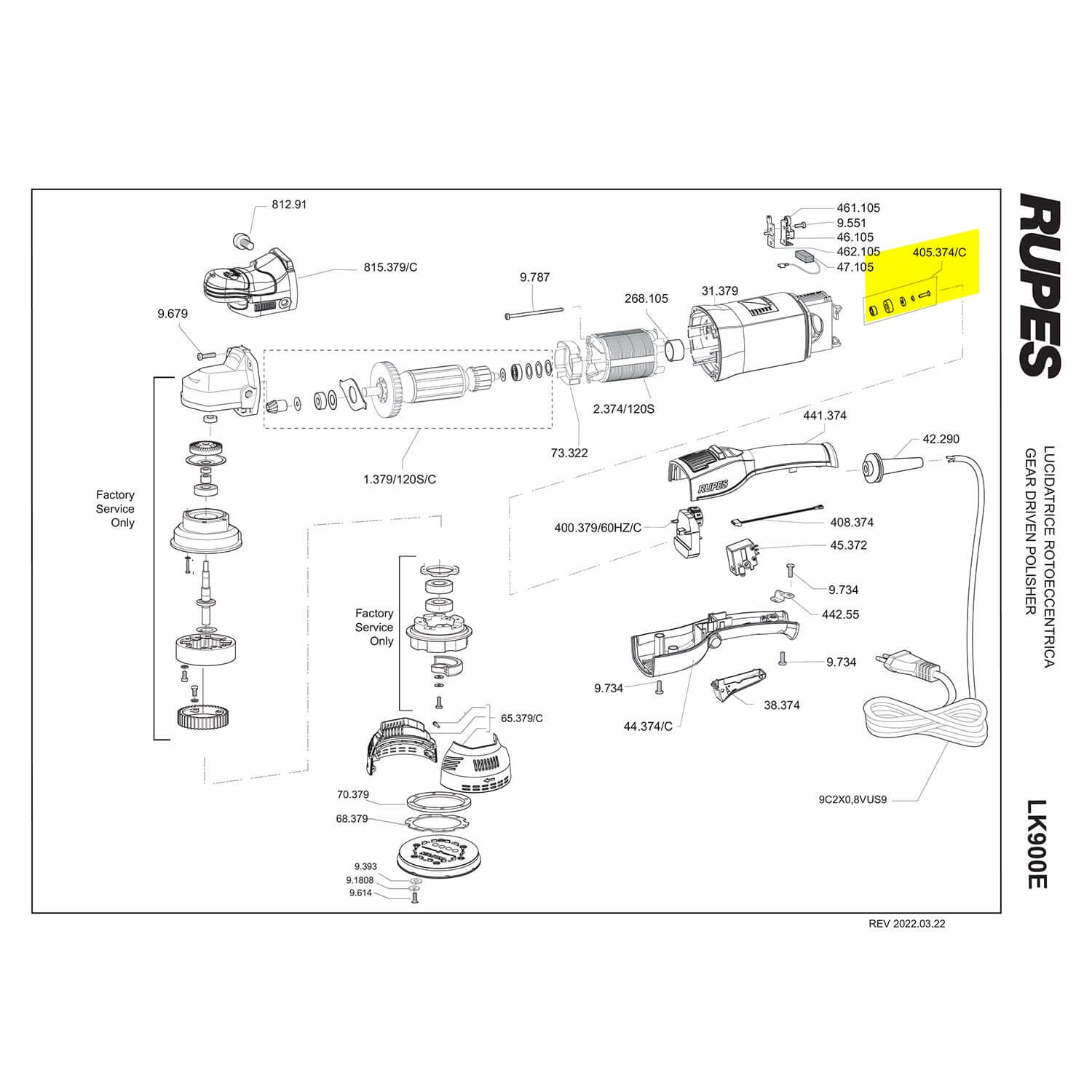 rupes LK900E complete magnet assembly