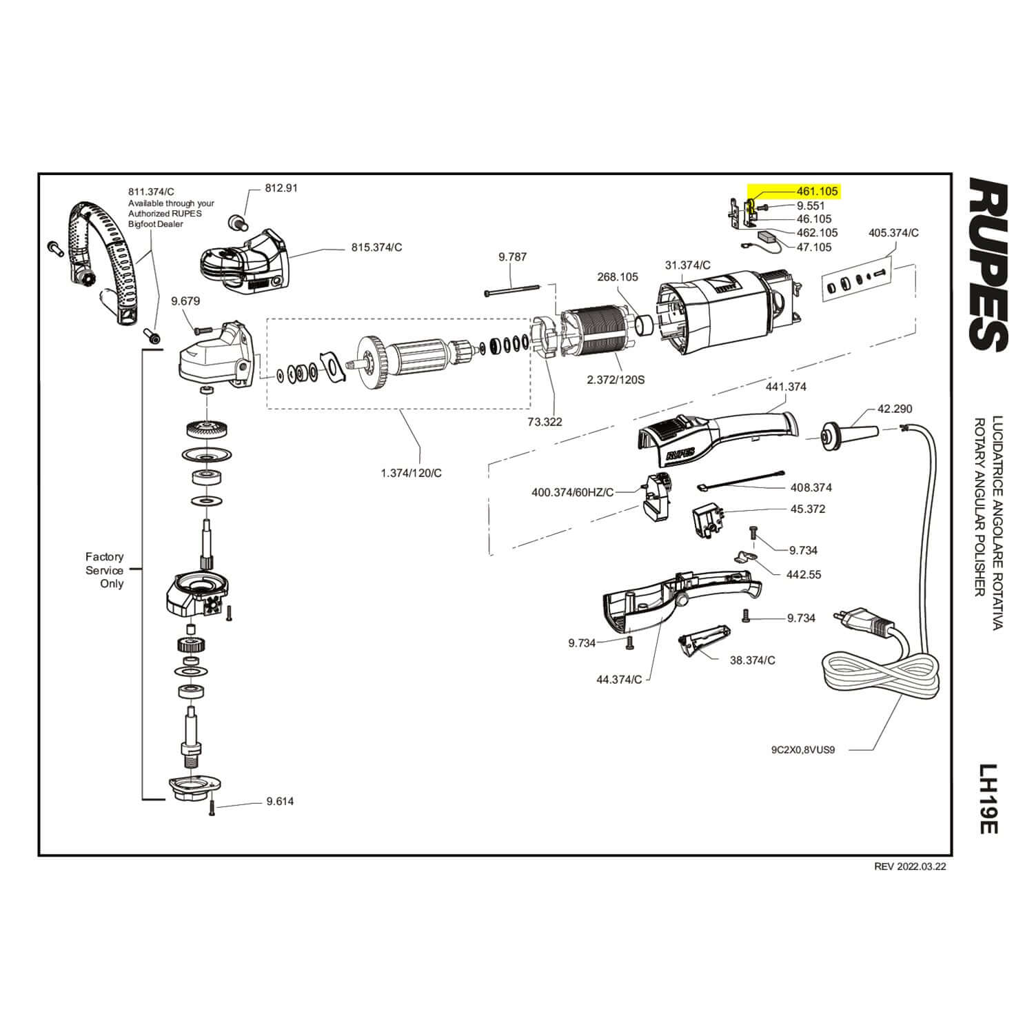 rupes brush holder spring part guide for lh19e