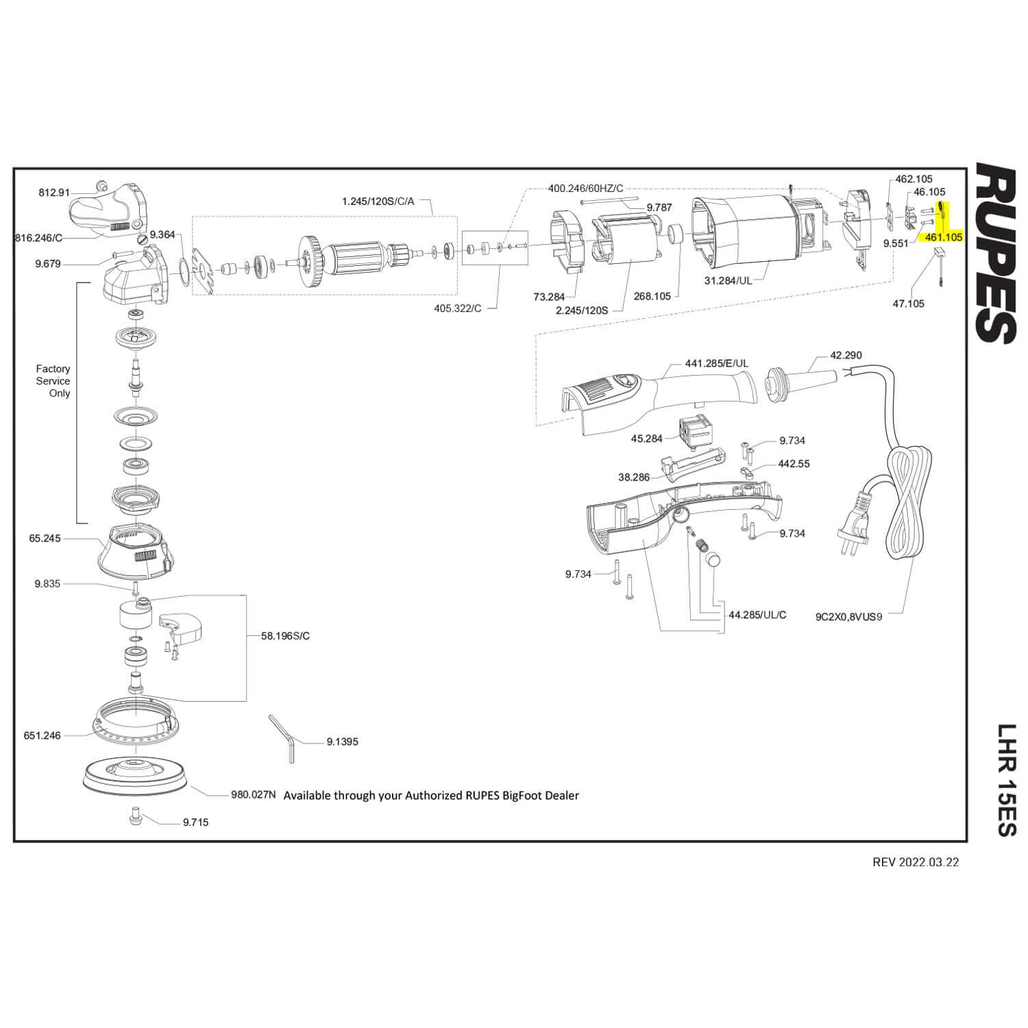 rupes brush holder spring part guide for lhr15ES