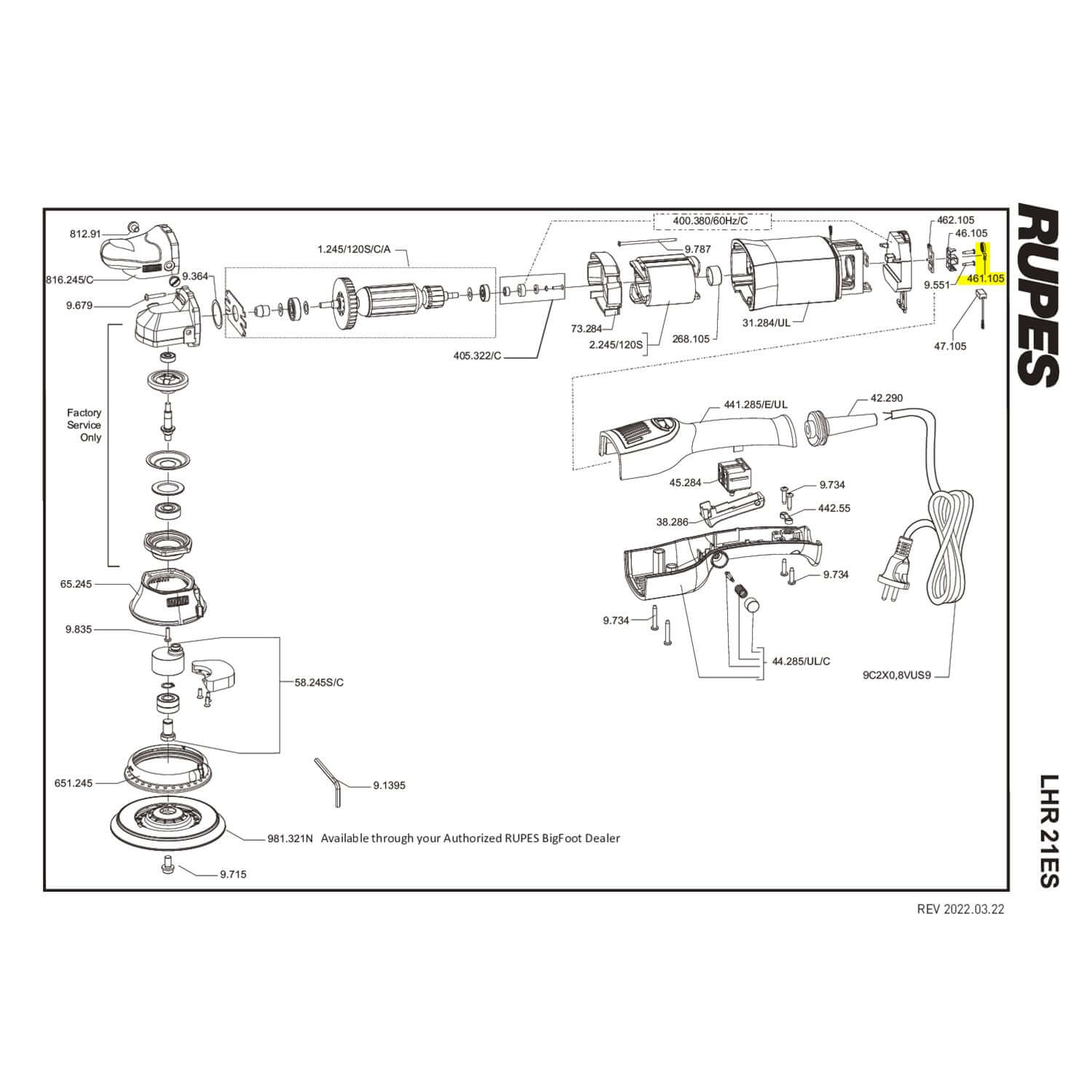rupes brush holder spring part guide for lhr21ES