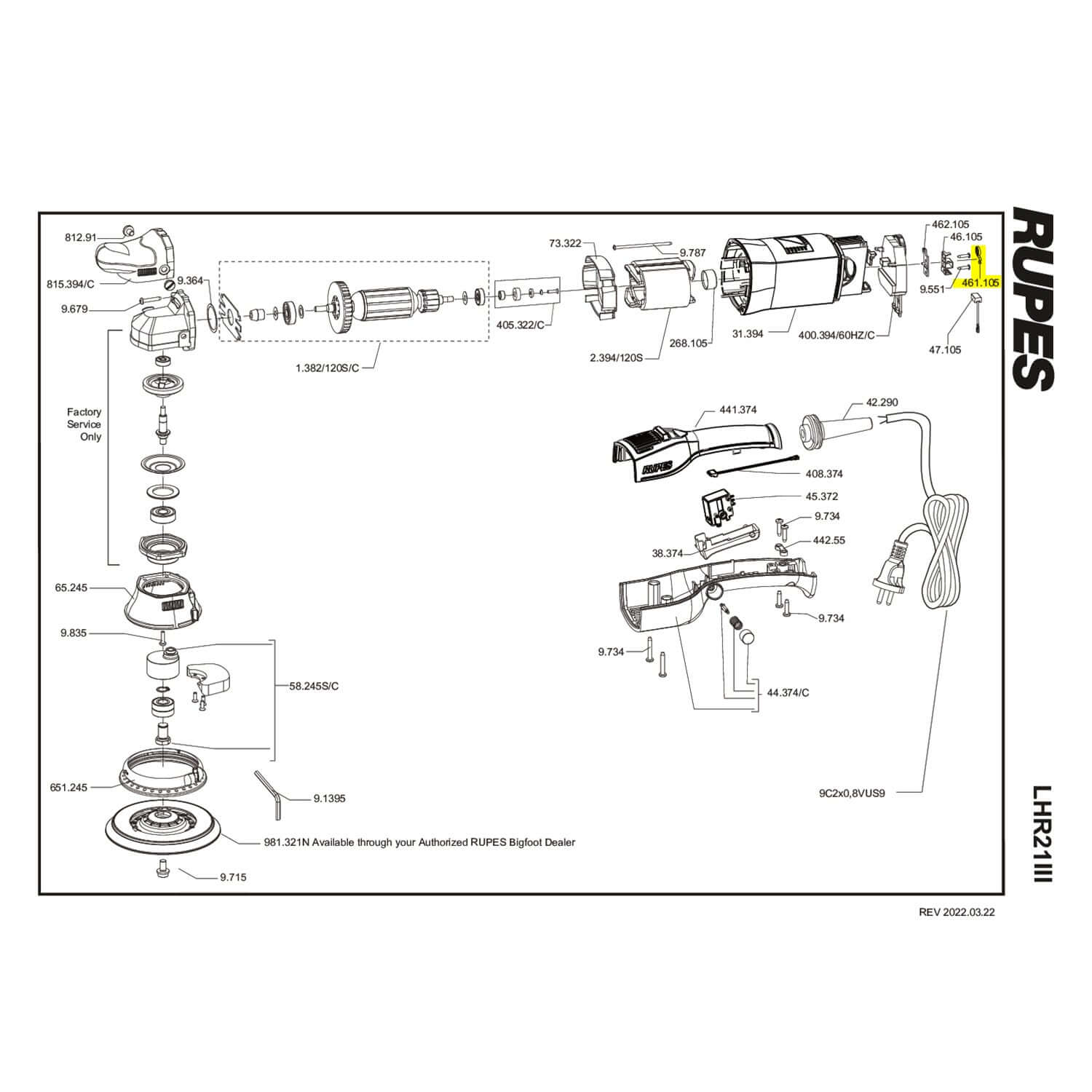 rupes brush holder spring part guide for lhr21III