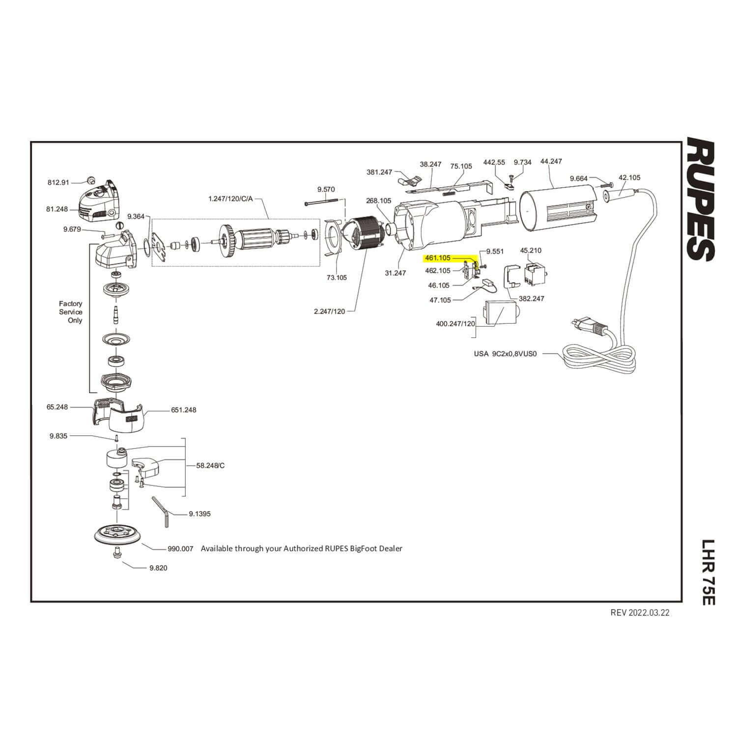 rupes brush holder spring part guide for lhr75E