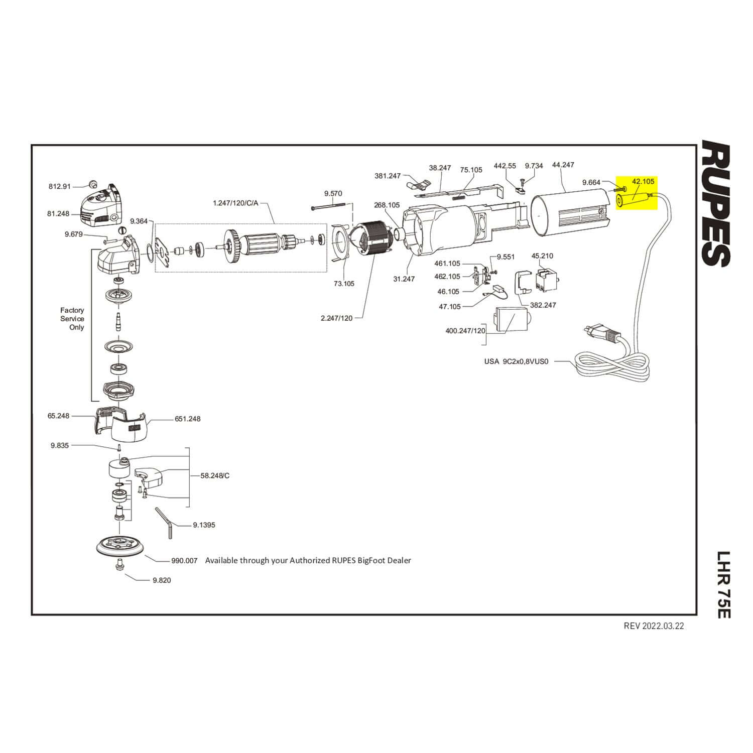 Rupes cable strain relief parts guide