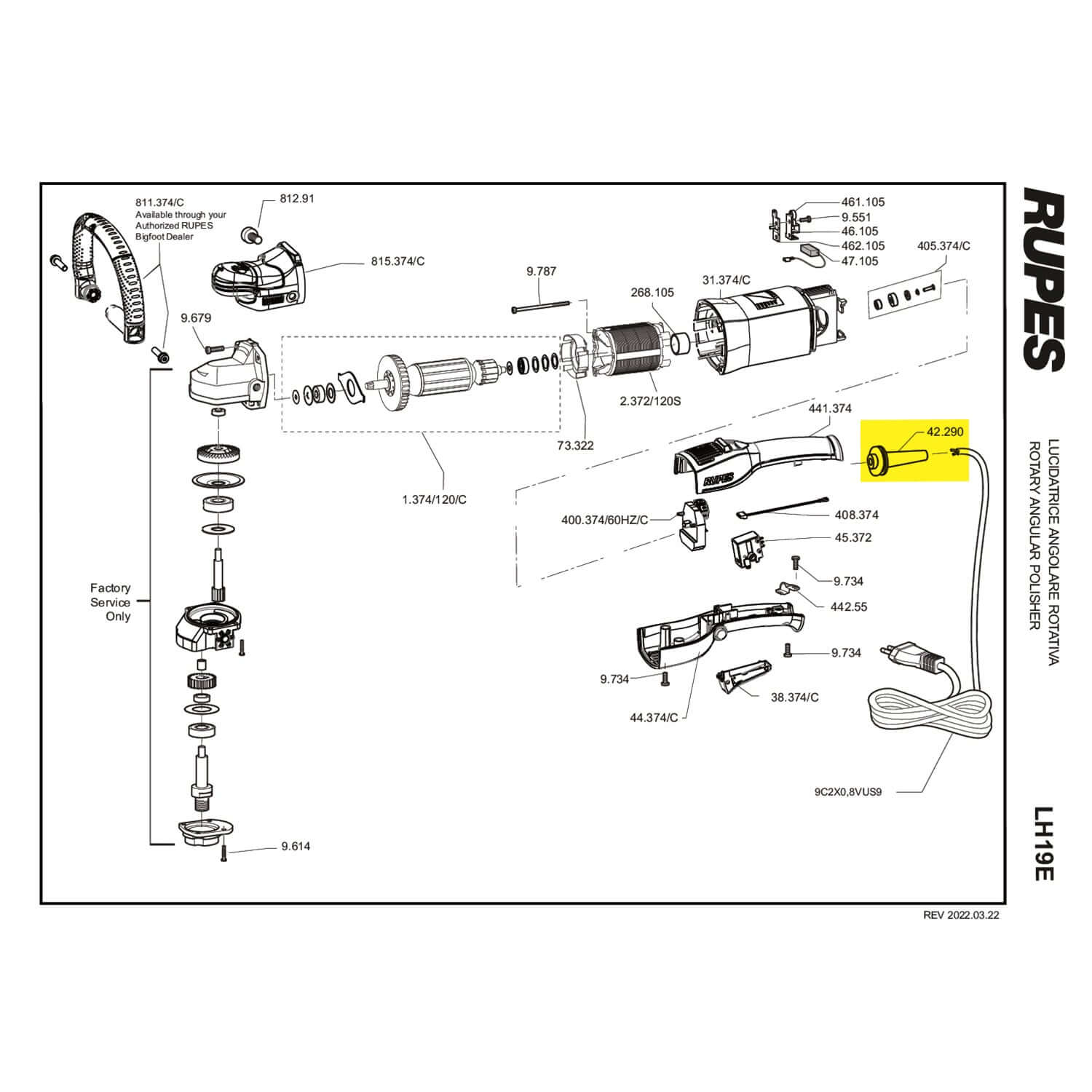 lh19E cable strain relief parts guide