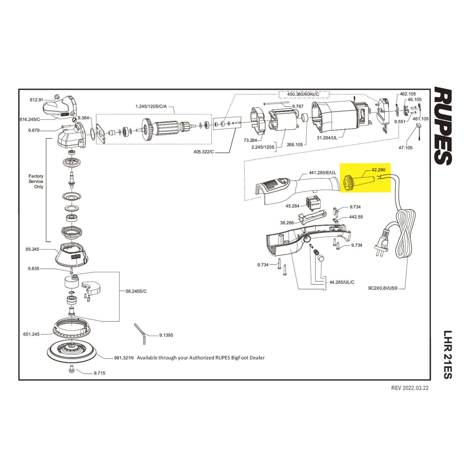 lhr21ES cable strain relief parts guide