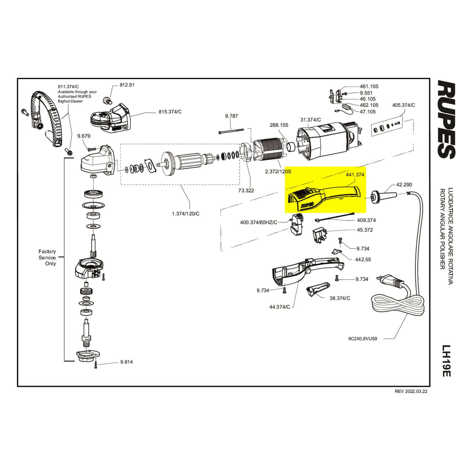 rupes upper handle part guide for lh19e