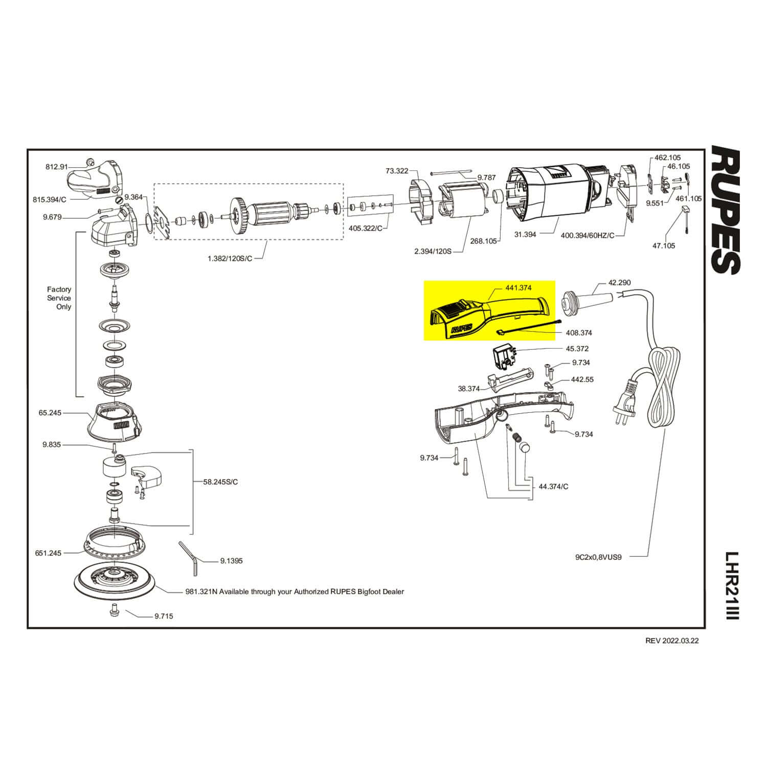 rupes upper handle part guide for lhr21III