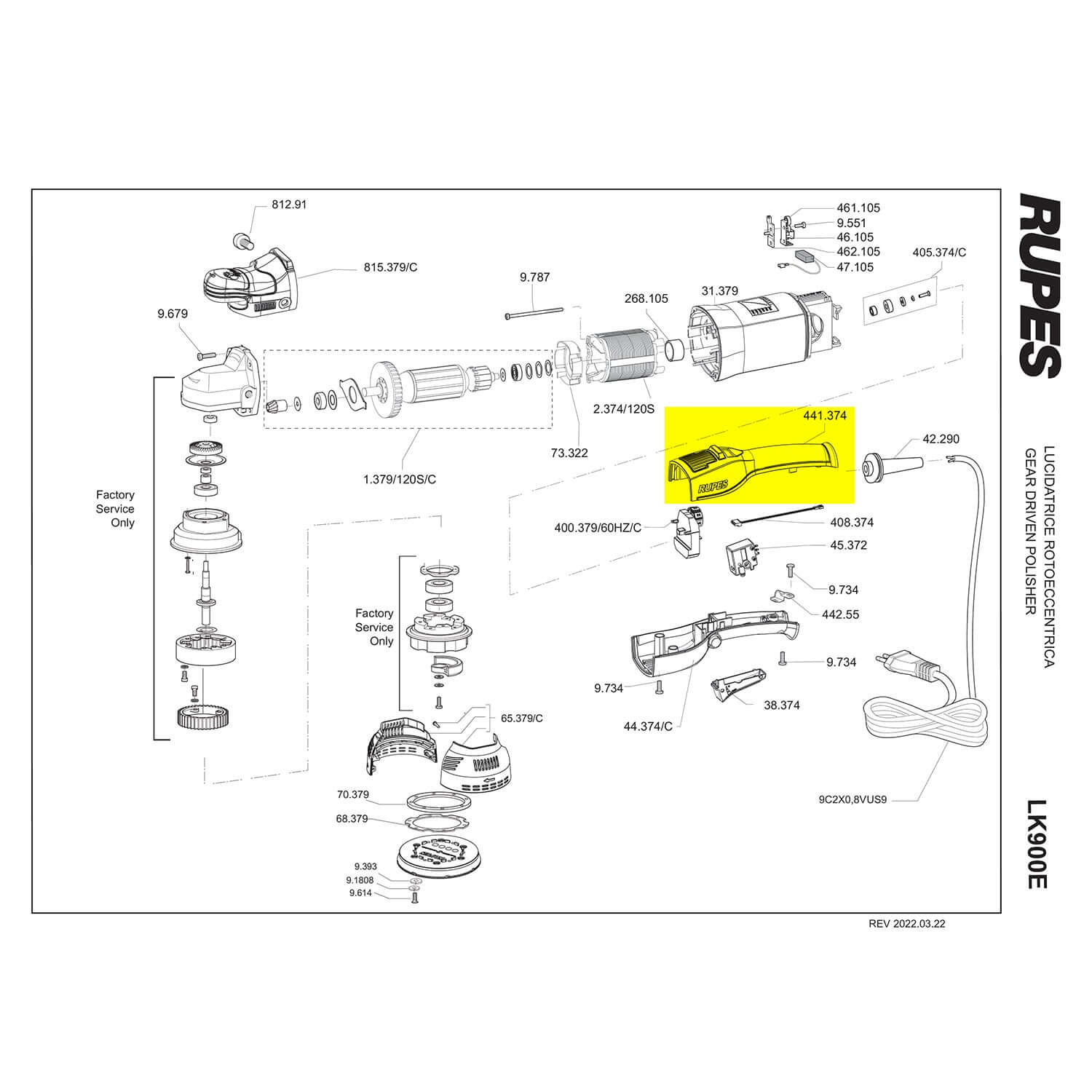rupes upper handle part guide for lk900e