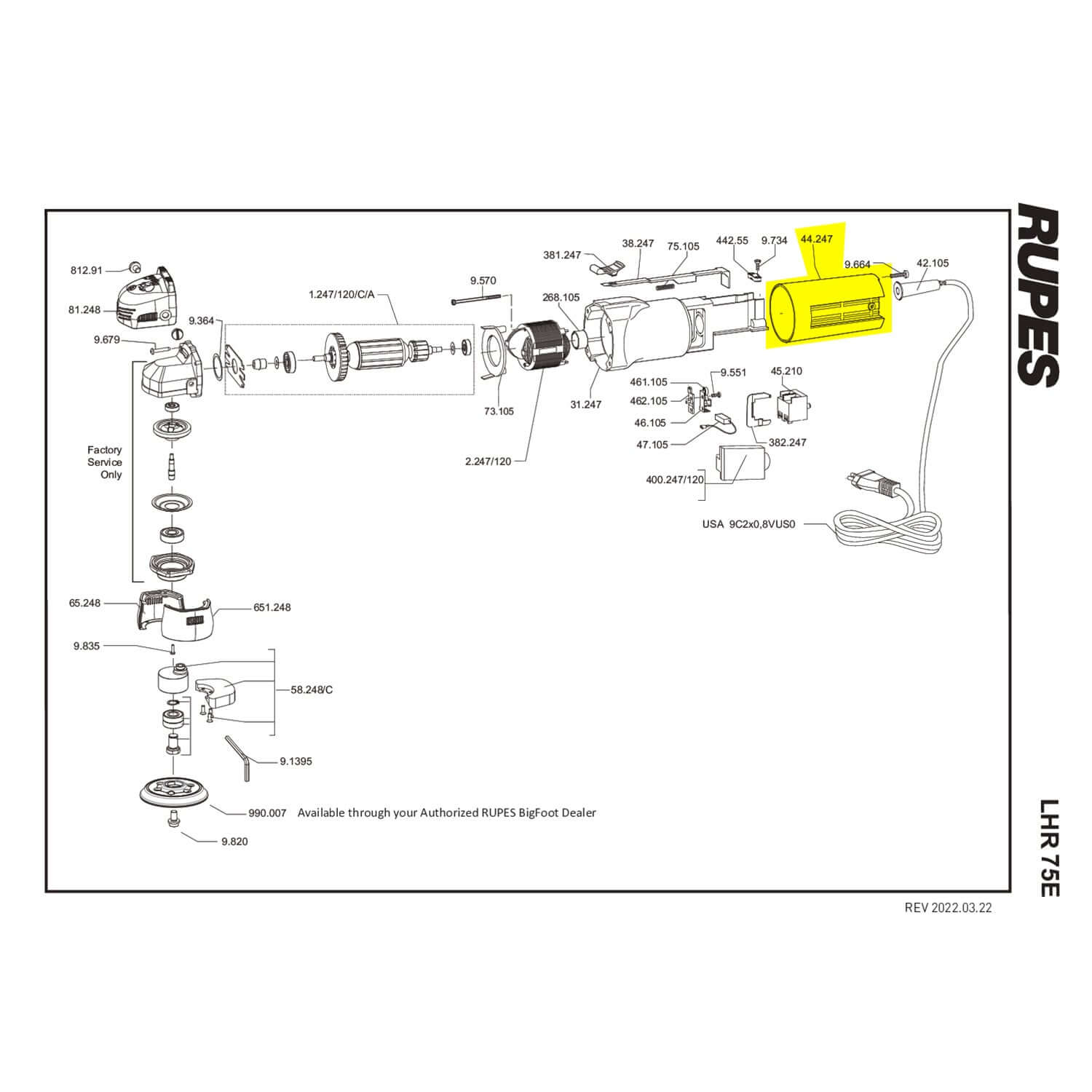 lhr75e motor housing cap parts guide