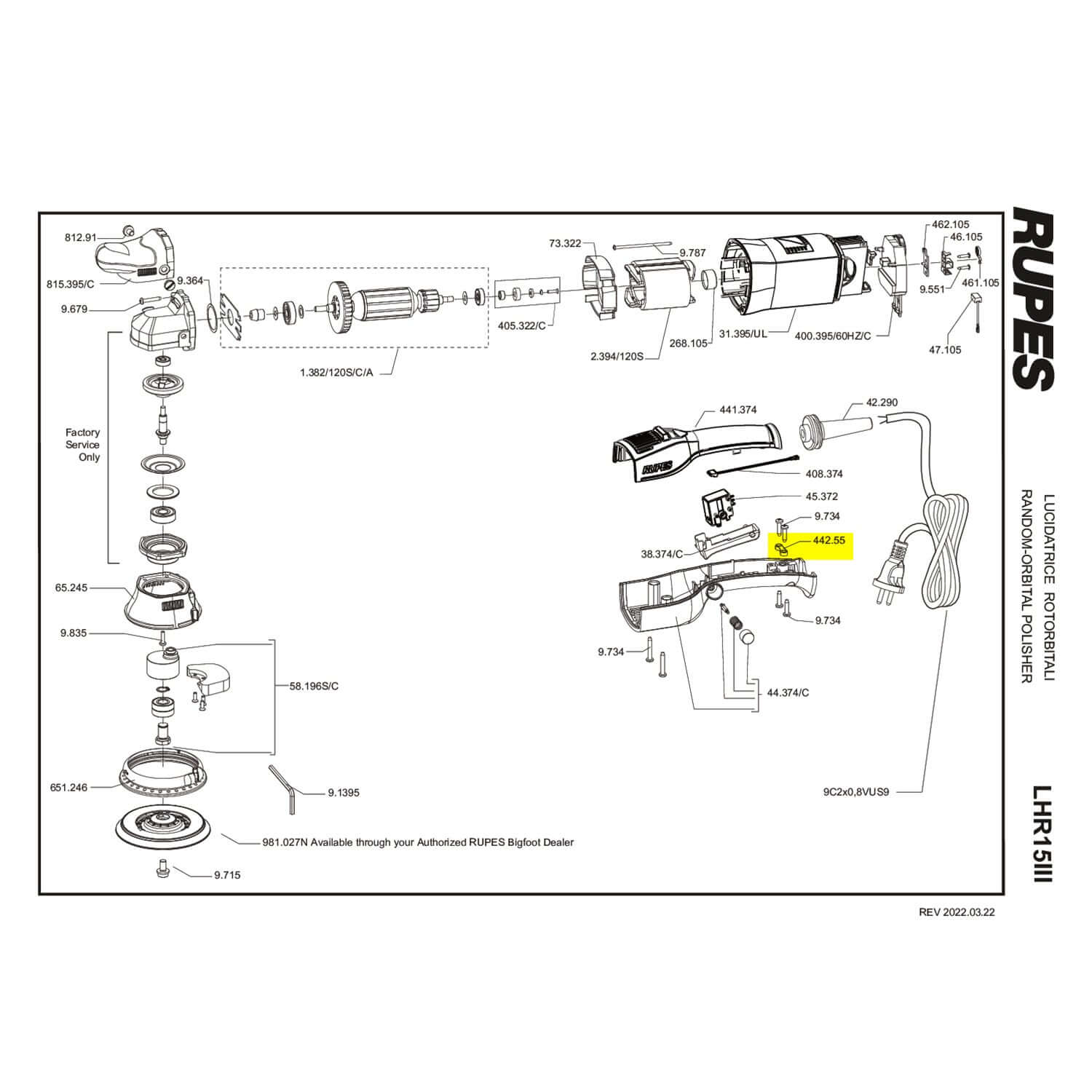 rupes cable clamp part guide for lhr15III