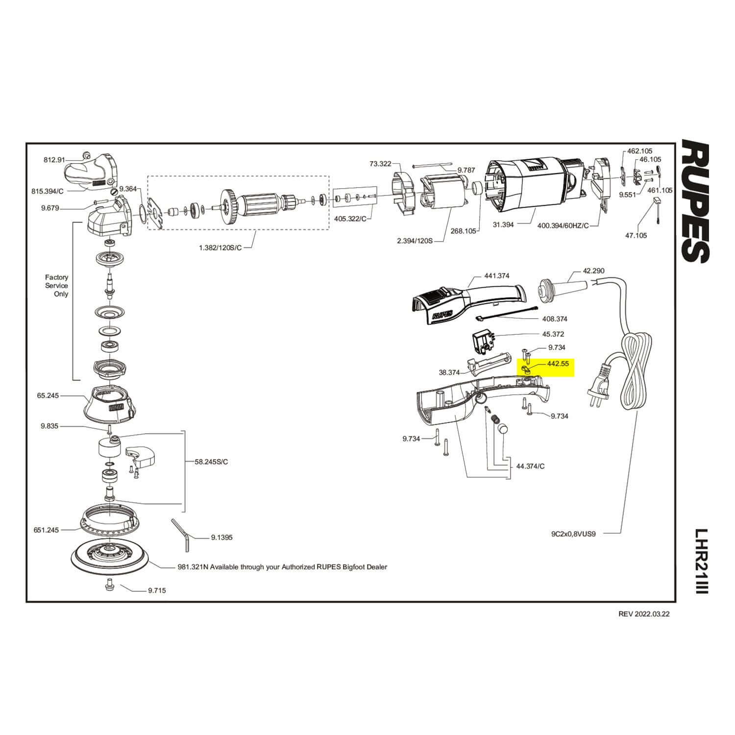 rupes cable clamp part guide for lhr21III
