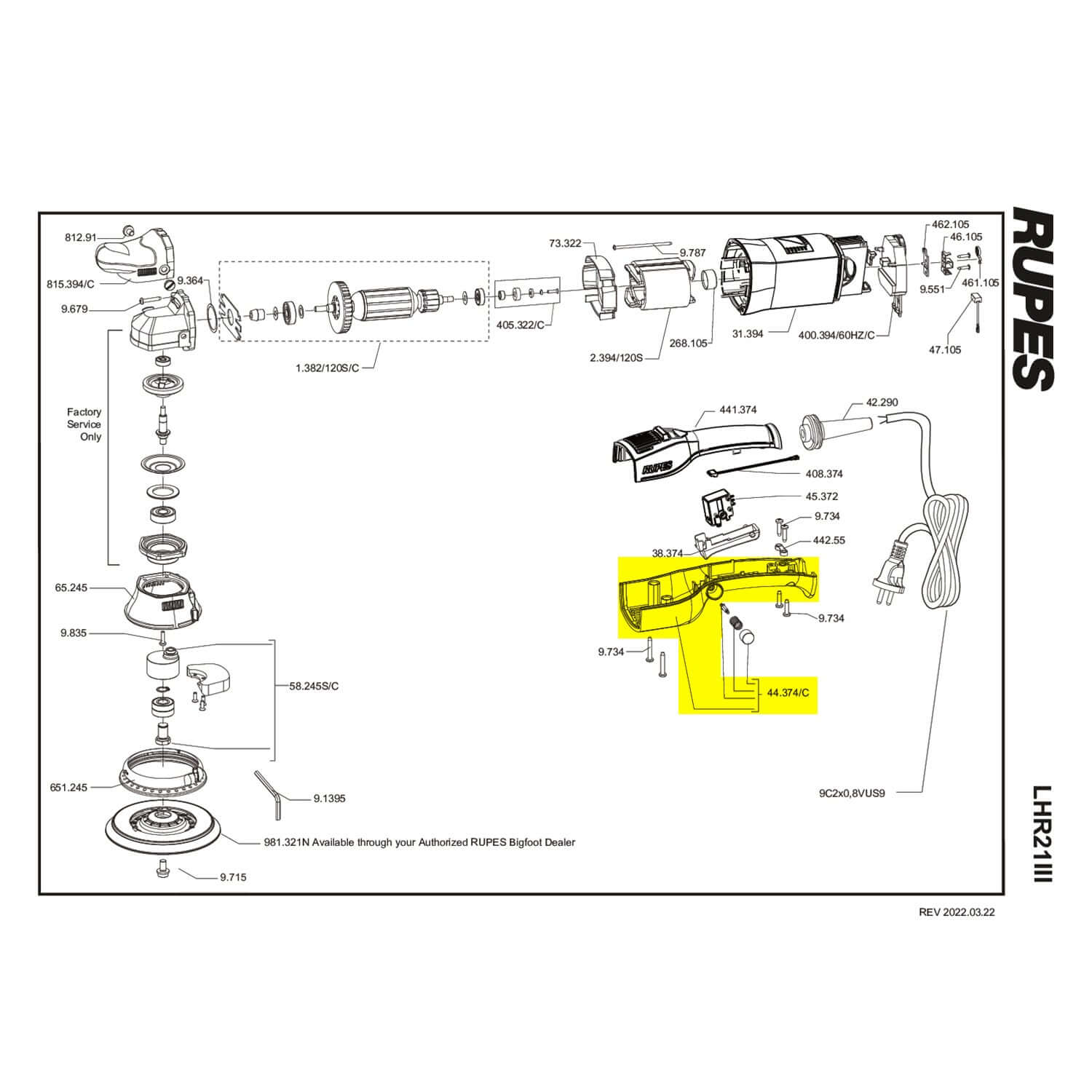 Rupes lower handle assembly part guide for lhr21III