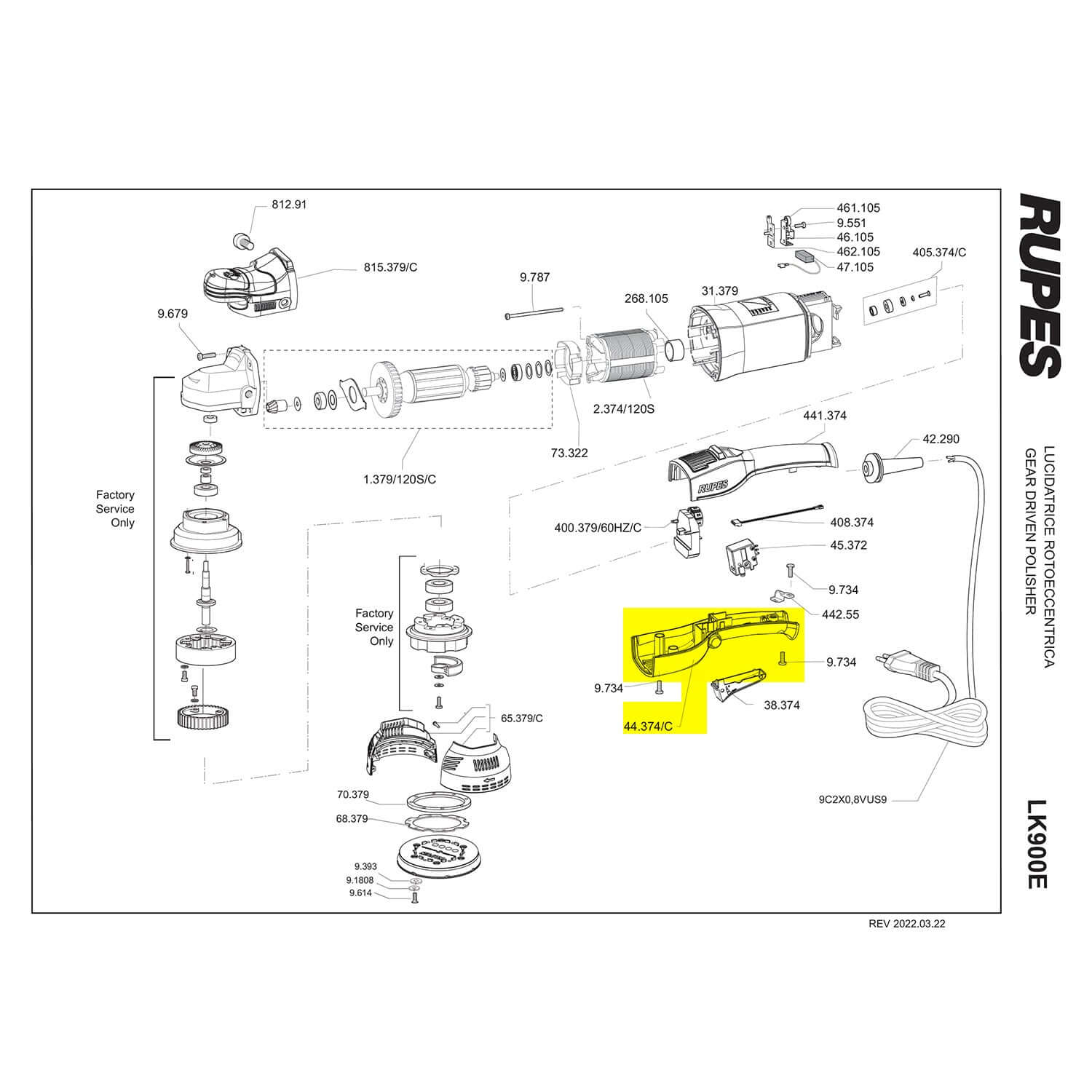 Rupes lower handle assembly part guide for lk900e