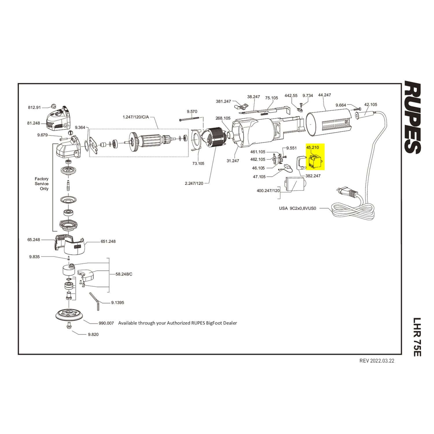 Rupes LHR75E switch part guide