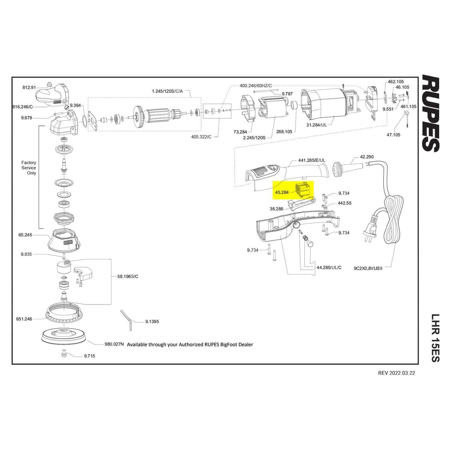 Rupes switch for lhr15es part guide