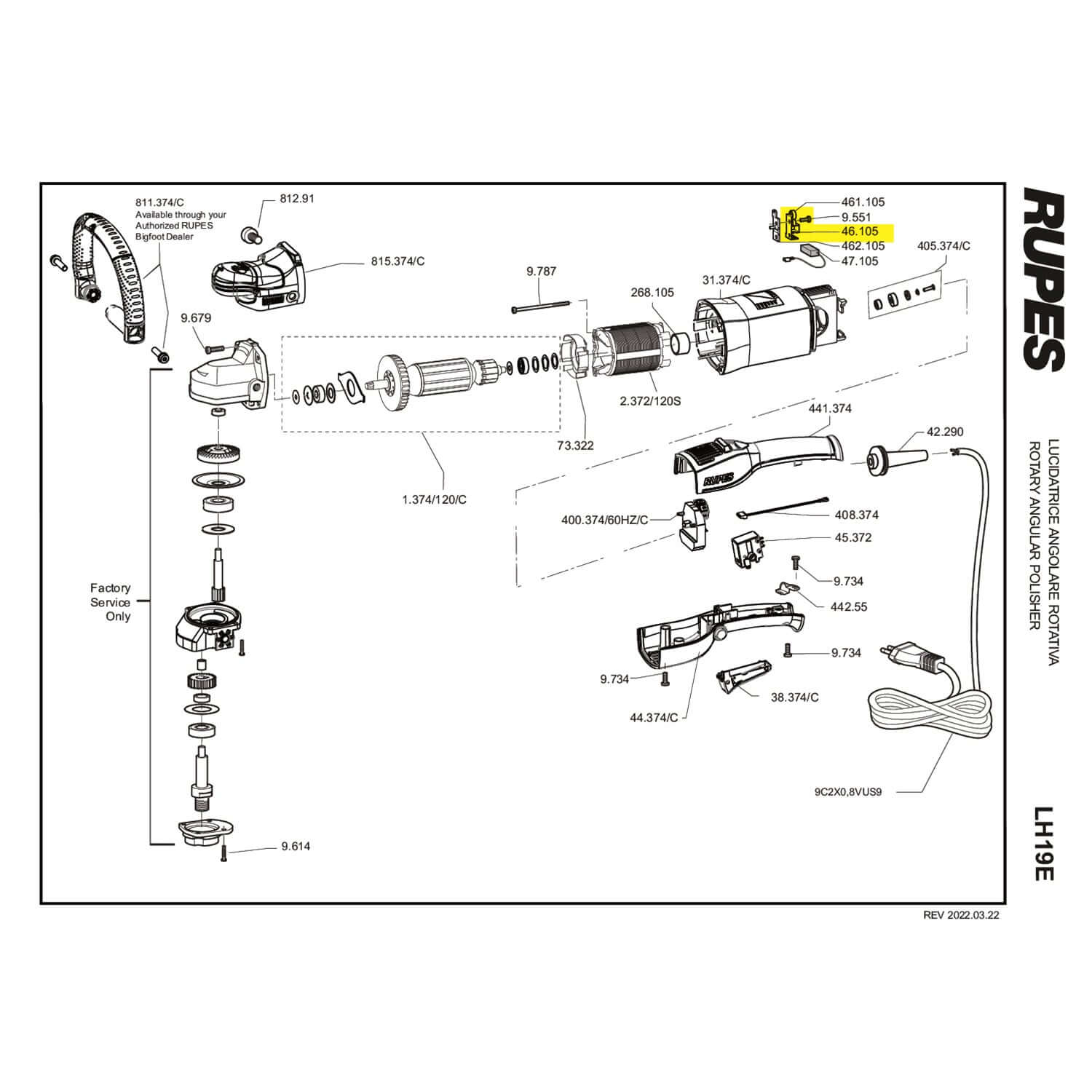rupes brush holder part guide for lh19e