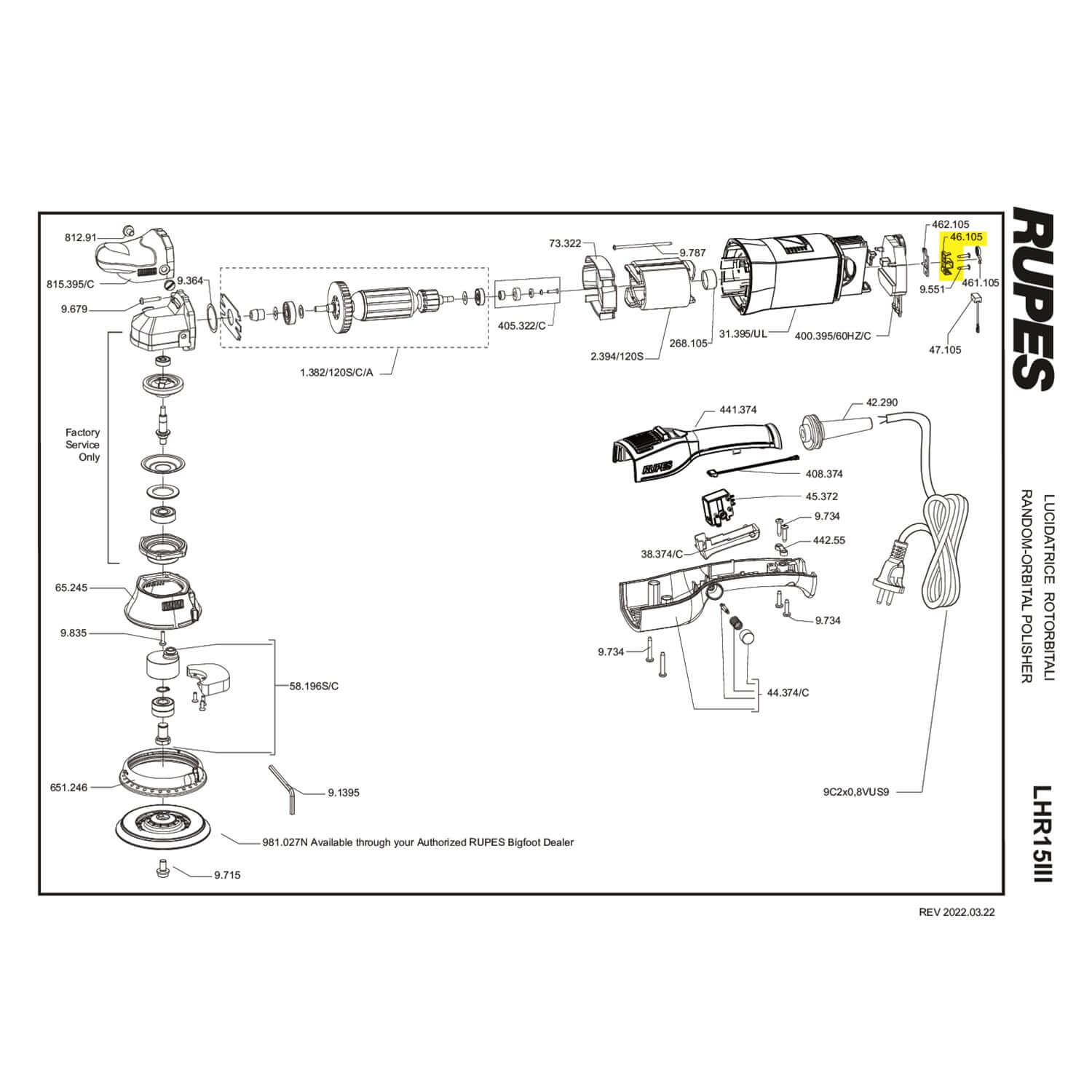 rupes brush holder part guide for lhr15III