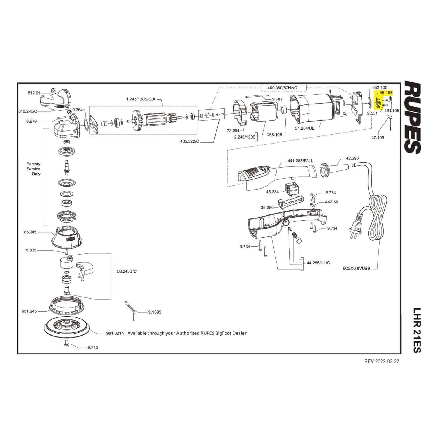 rupes brush holder part guide for lhr21ES