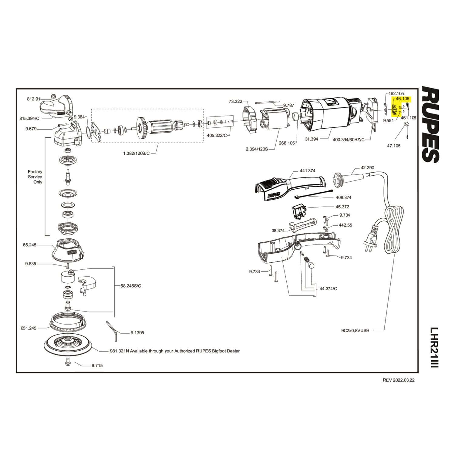 rupes brush holder part guide for lhr21III