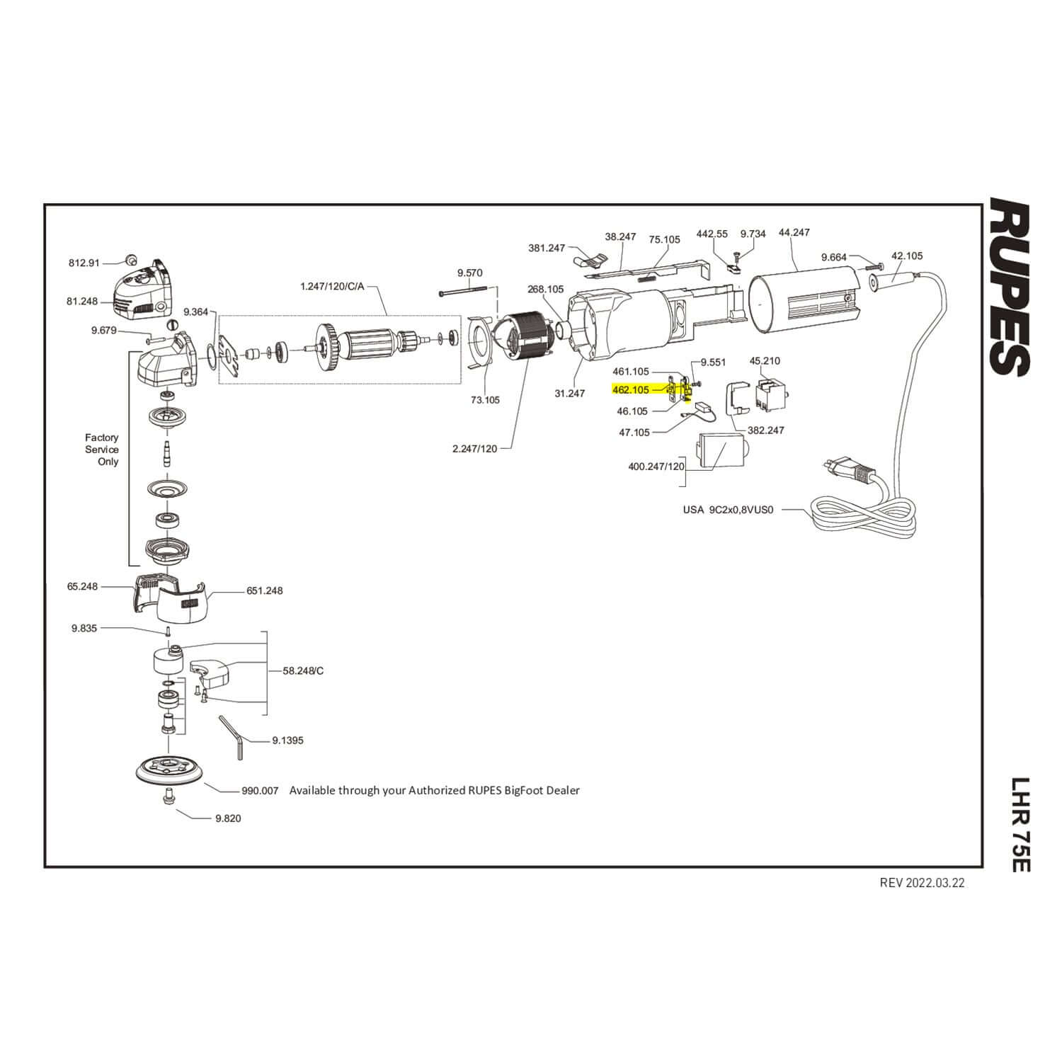 rupes brush holder plate part guide for lhr75E