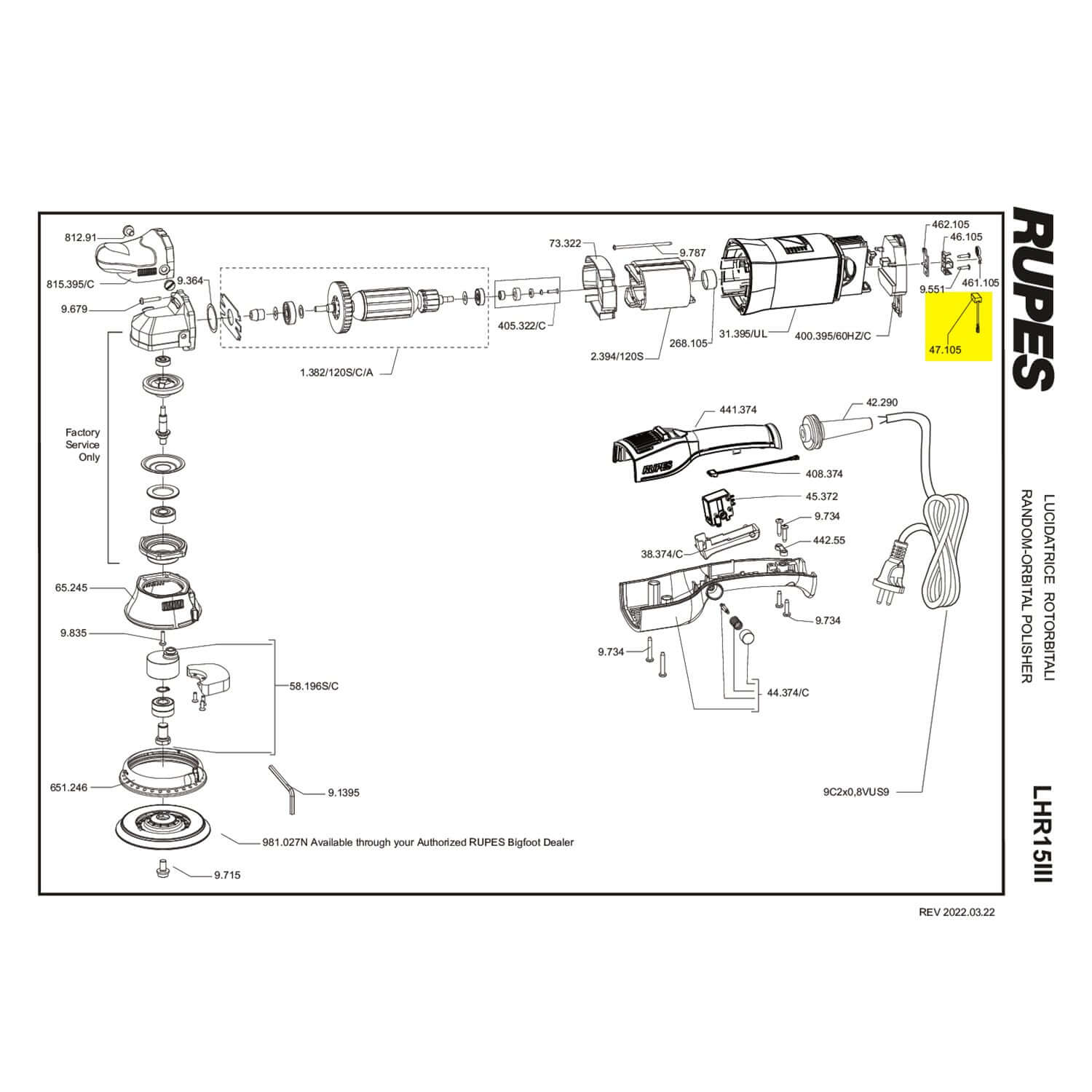 rupes carbon brush part guide for LHR15III