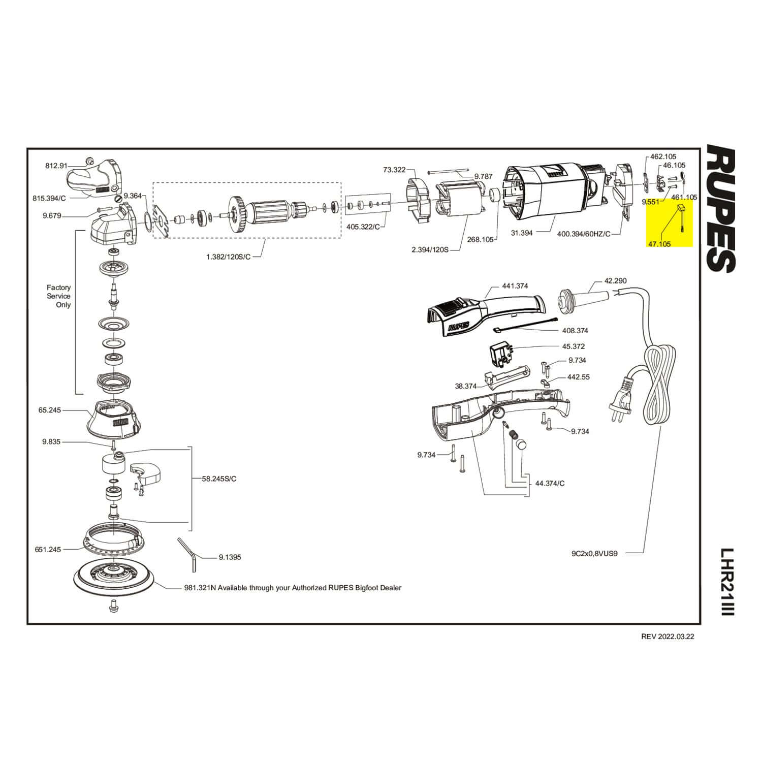 rupes carbon brush part guide for LHR21III