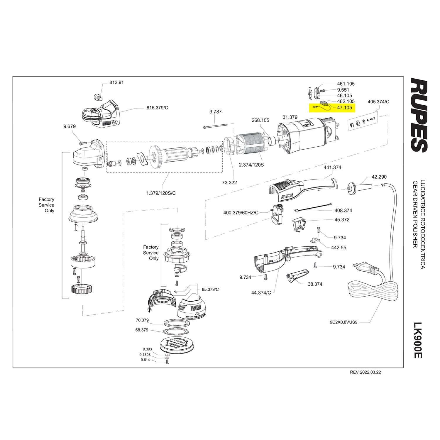 rupes carbon brush part guide for LK900E