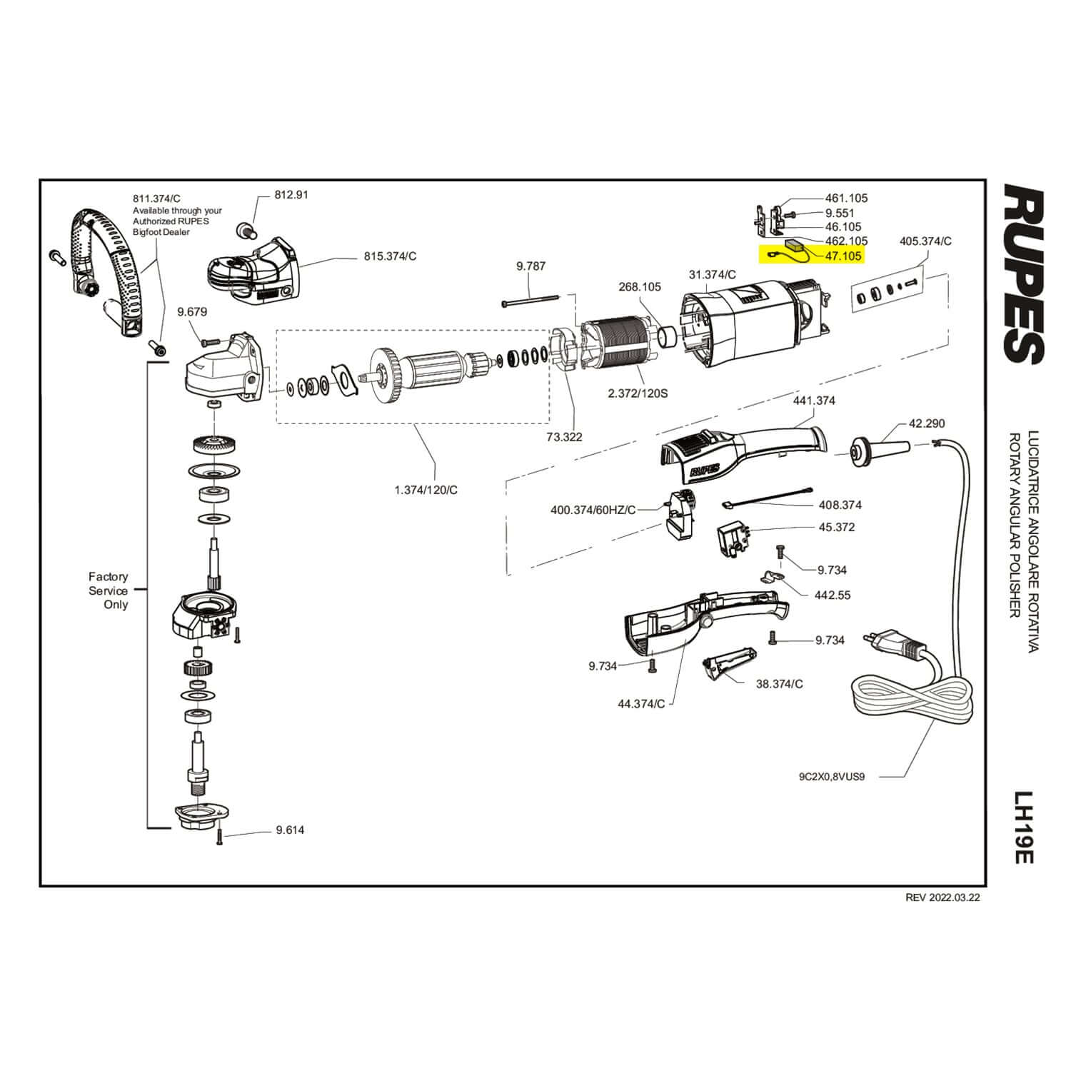 rupes carbon brush part guide for LH19E