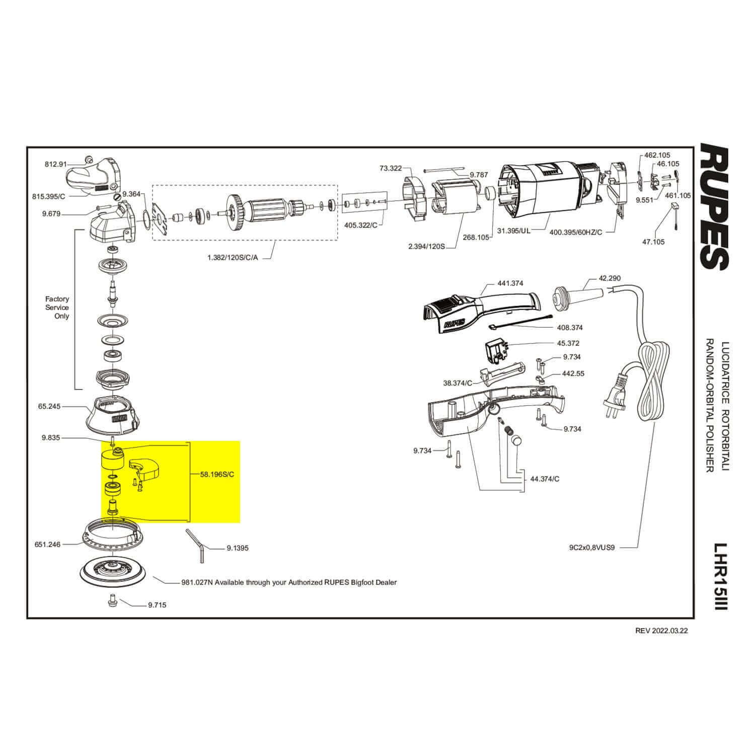 rupes lhr15 eccentric assembly part guide