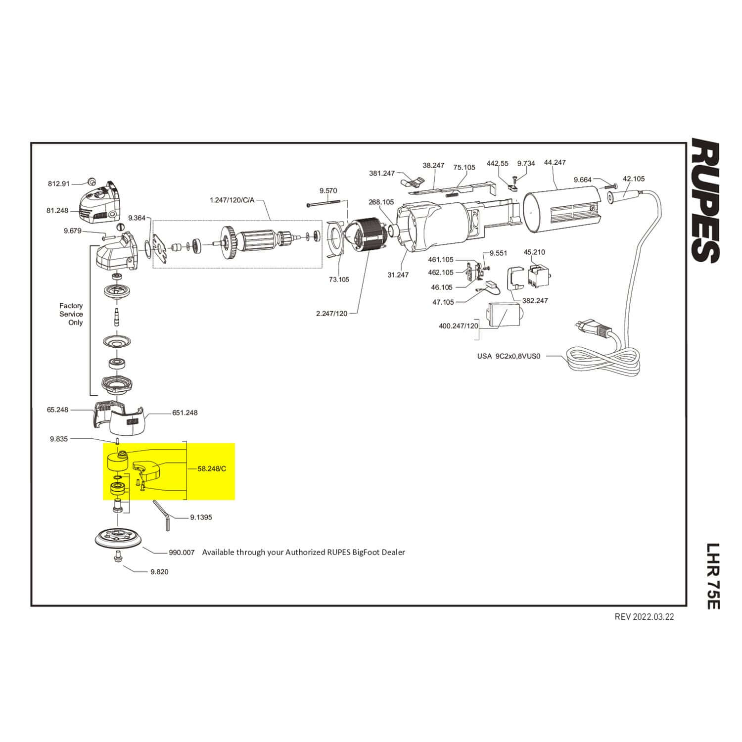 rupes LHR75E eccentric-assembly part guide