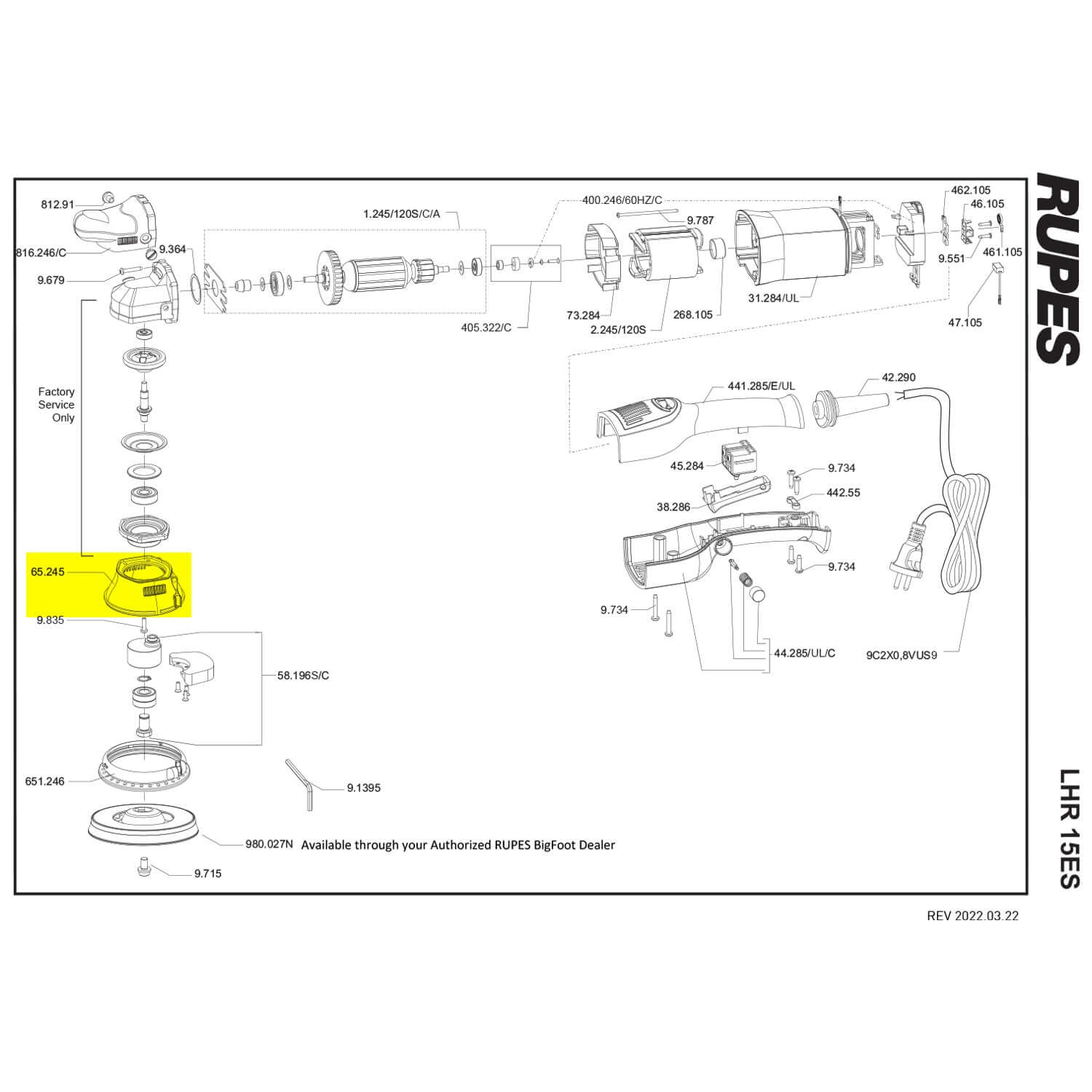rupes eccentric cover part guide for lhr15ES