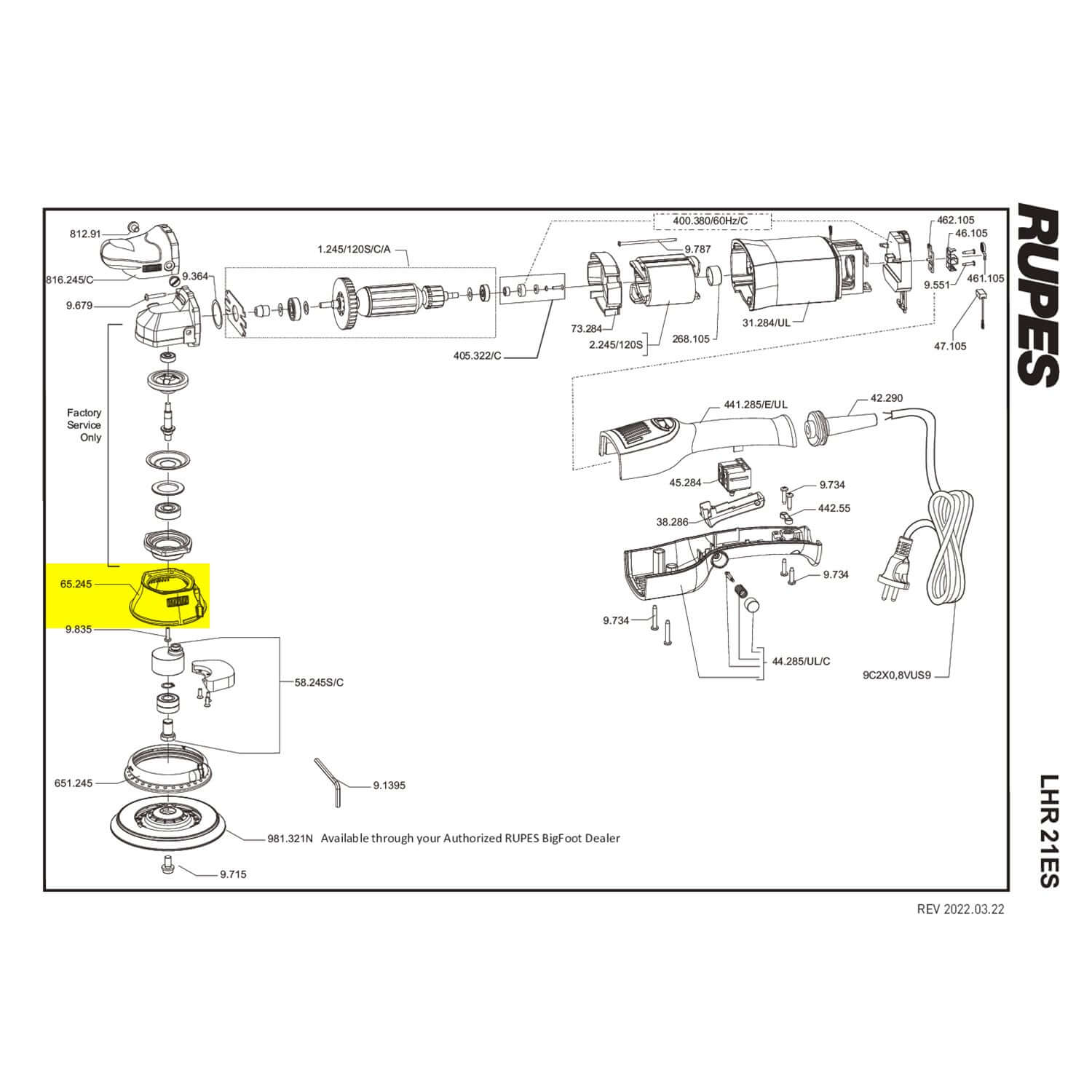 rupes eccentric cover part guide for lhr21es
