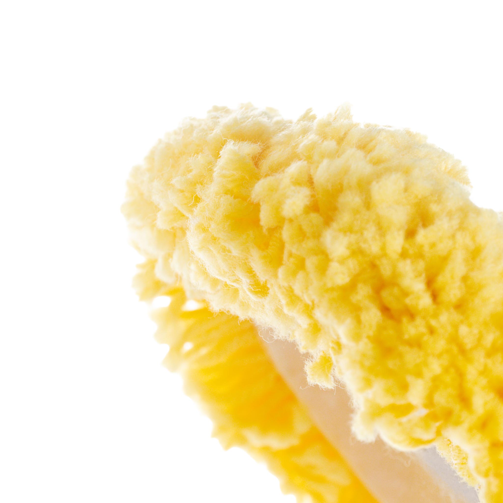 Close-up of a yellow wool pad on a white background